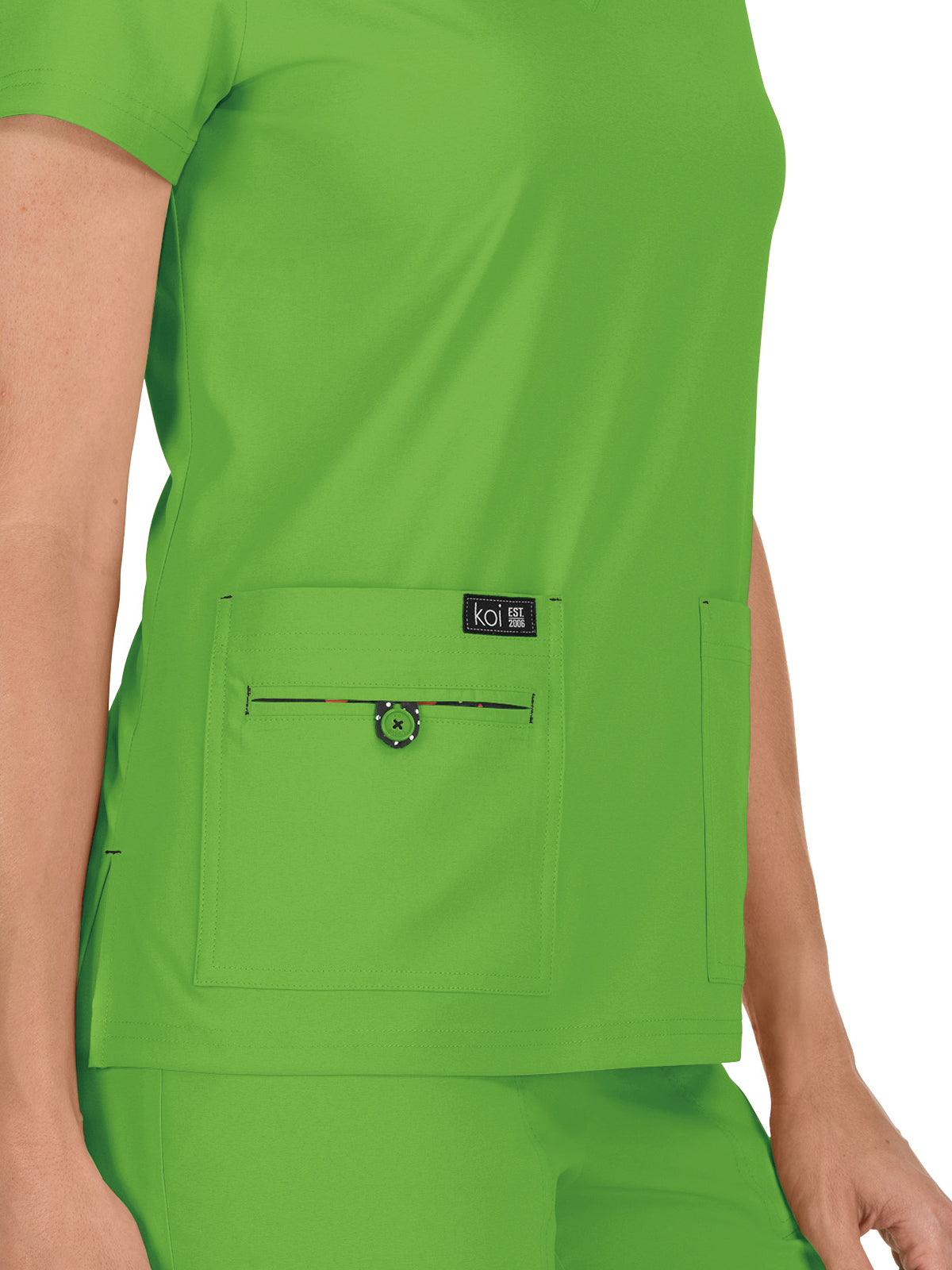 Women's 4-Pocket Stretch V-Neck Becca Top - 373 - Green Tea