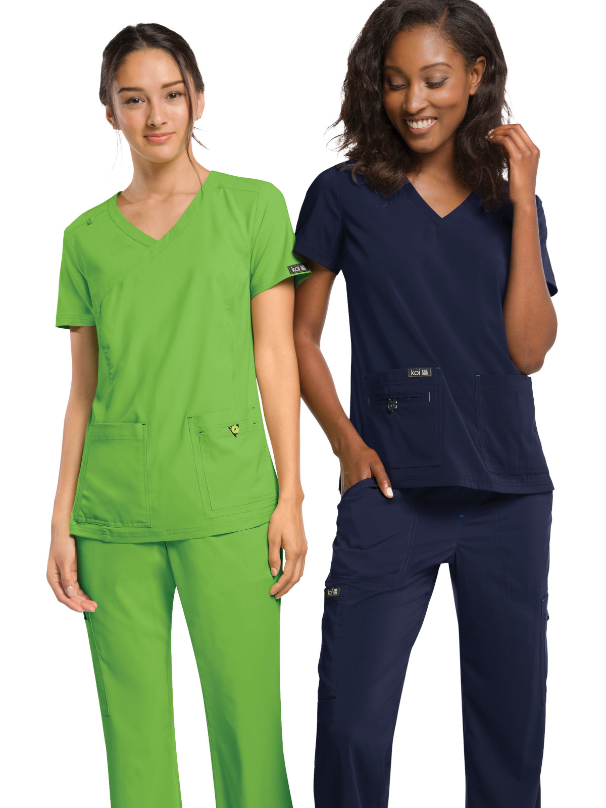 Women's 4-Pocket Stretch V-Neck Becca Top - 373 - Green Tea