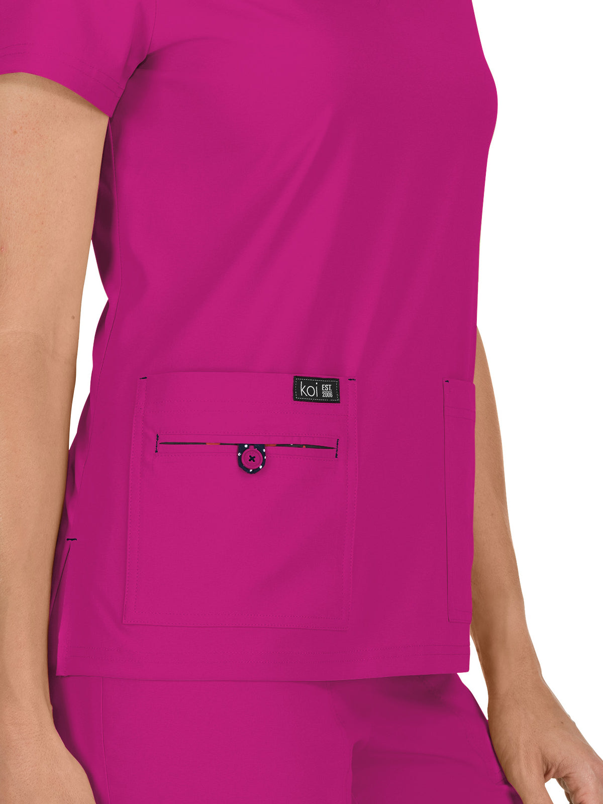 Women's 4-Pocket Stretch V-Neck Becca Top - 373 - Azalea Pink