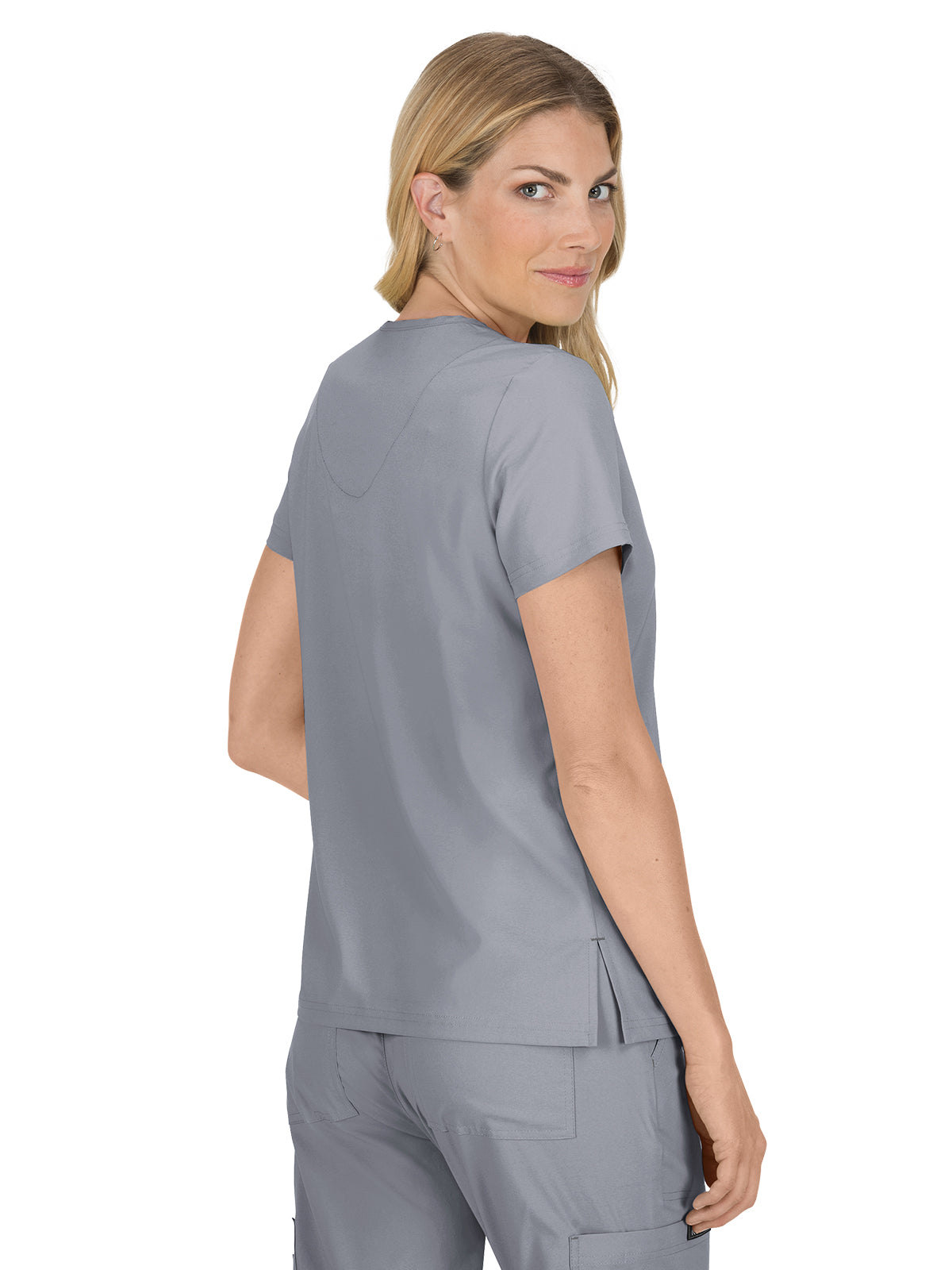 Women's 4-Pocket Stretch V-Neck Becca Top - 373 - Platinum Grey