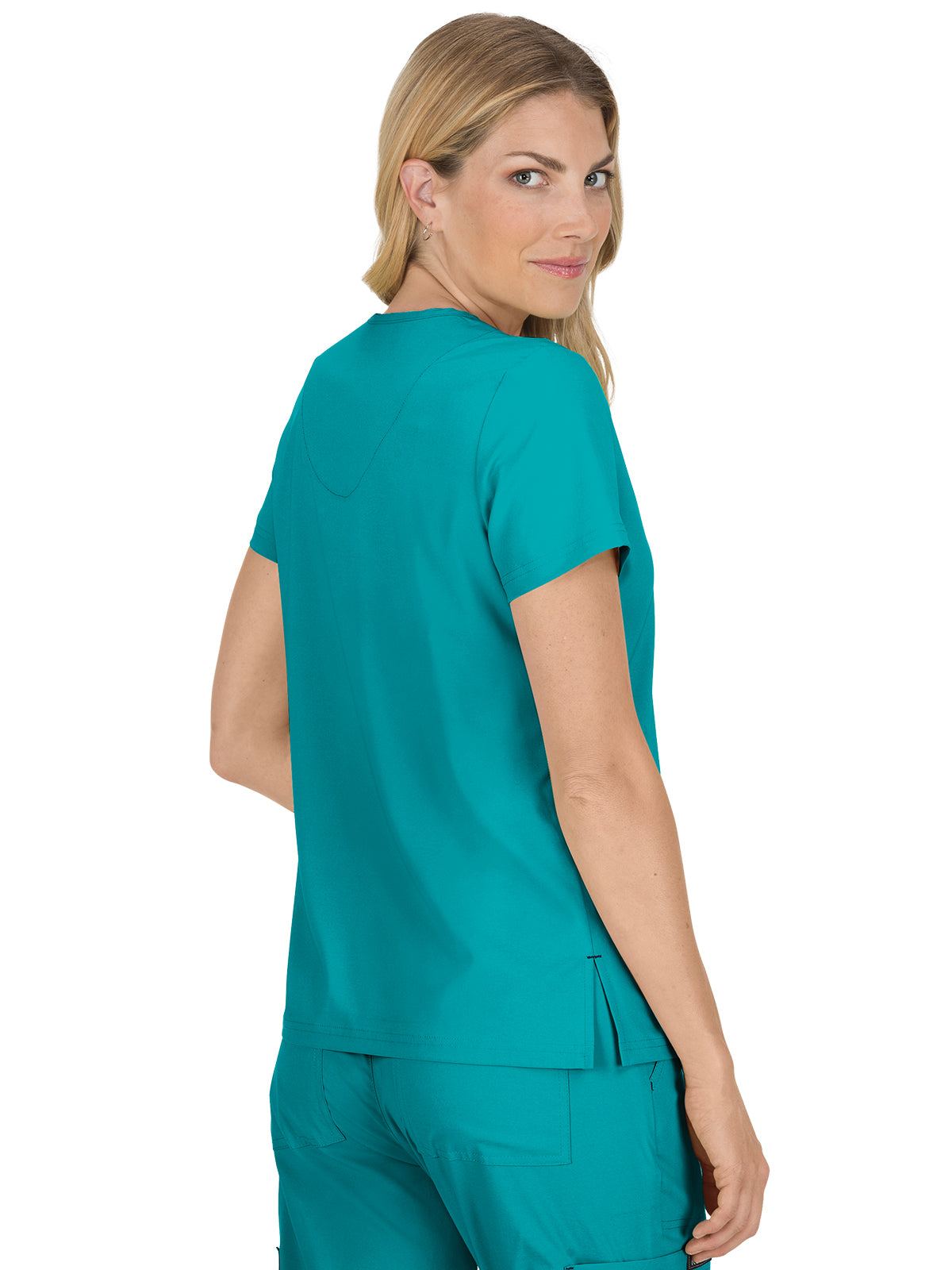 Women's 4-Pocket Stretch V-Neck Becca Top - 373 - Teal