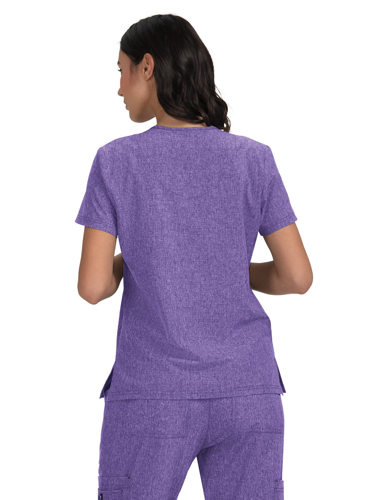 Women's 4-Pocket Stretch V-Neck Becca Top - 373 - Heather Wisteria