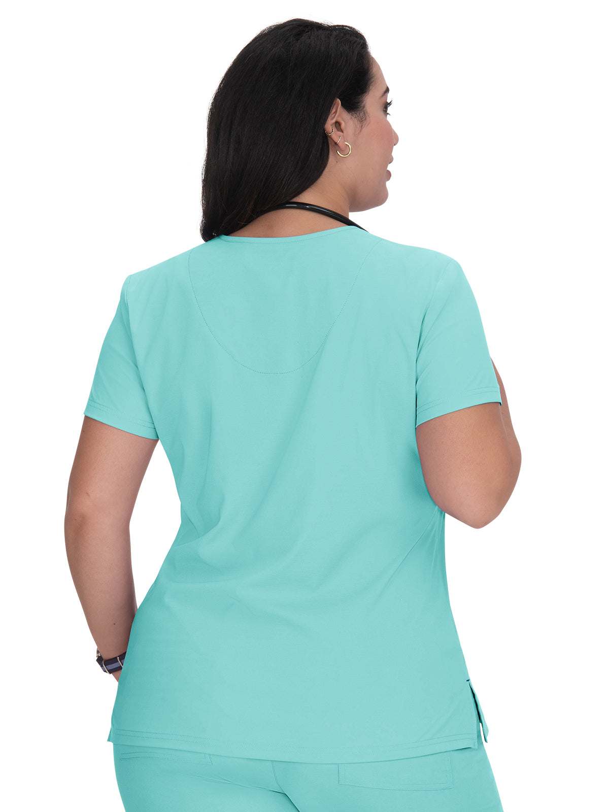 Women's 4-Pocket Stretch V-Neck Becca Top - 373 - Fresh Mint