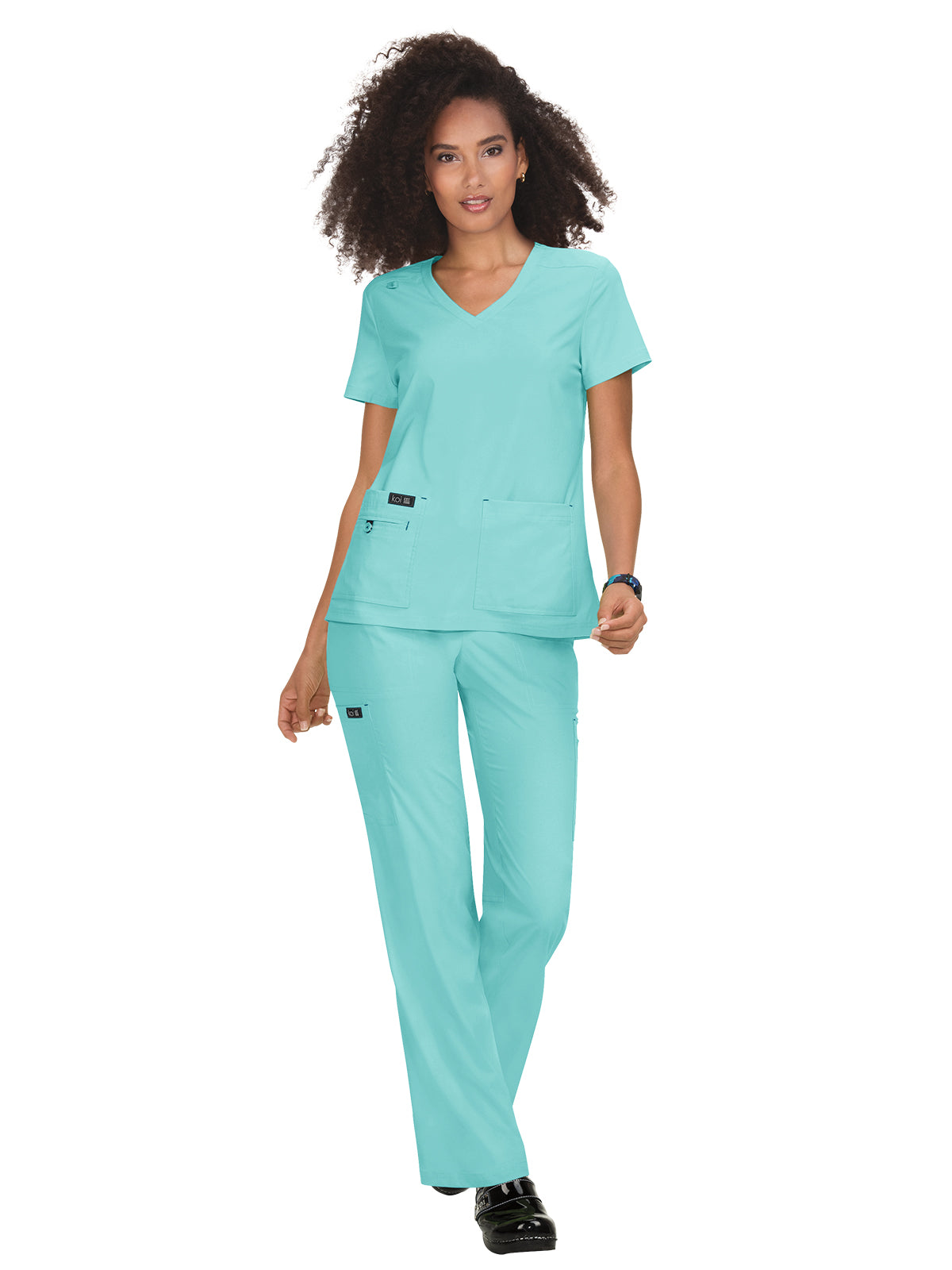 Women's 4-Pocket Stretch V-Neck Becca Top - 373 - Fresh Mint