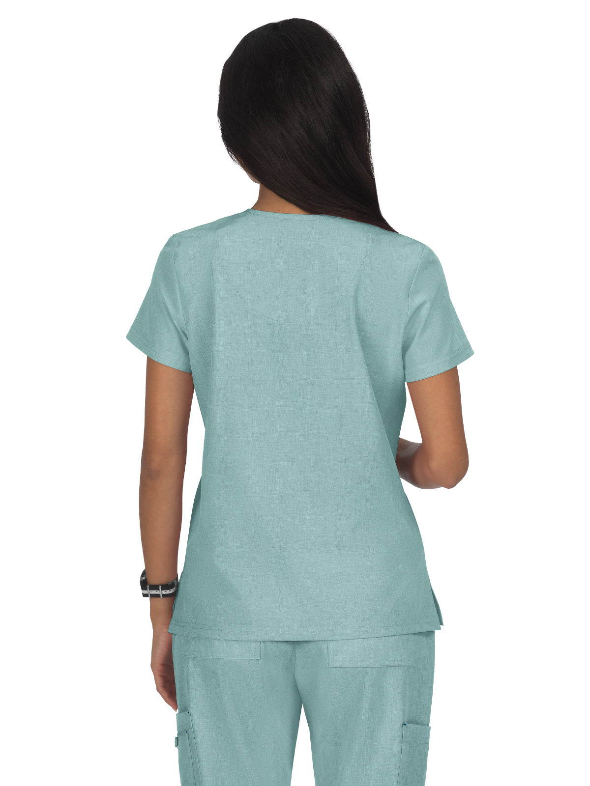 Women's 4-Pocket Stretch V-Neck Becca Top - 373 - Heather Sage