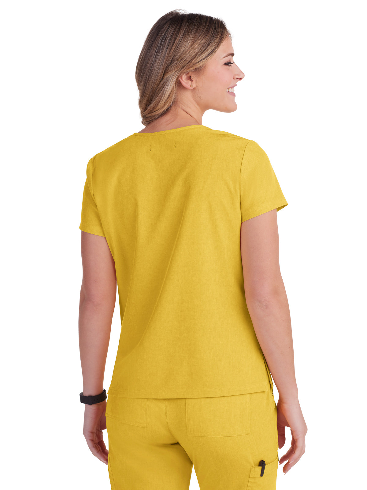 Women's 4-Pocket Stretch V-Neck Becca Top - 373 - Heather Mango