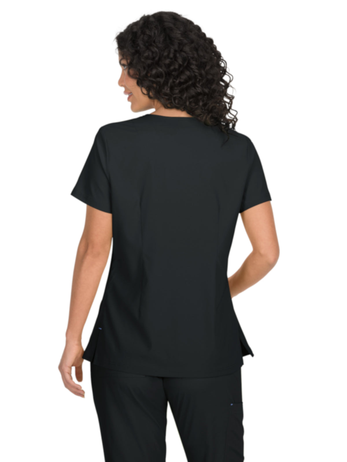 Women's Mock-Wrap Neck Katie Top - 374 - Black