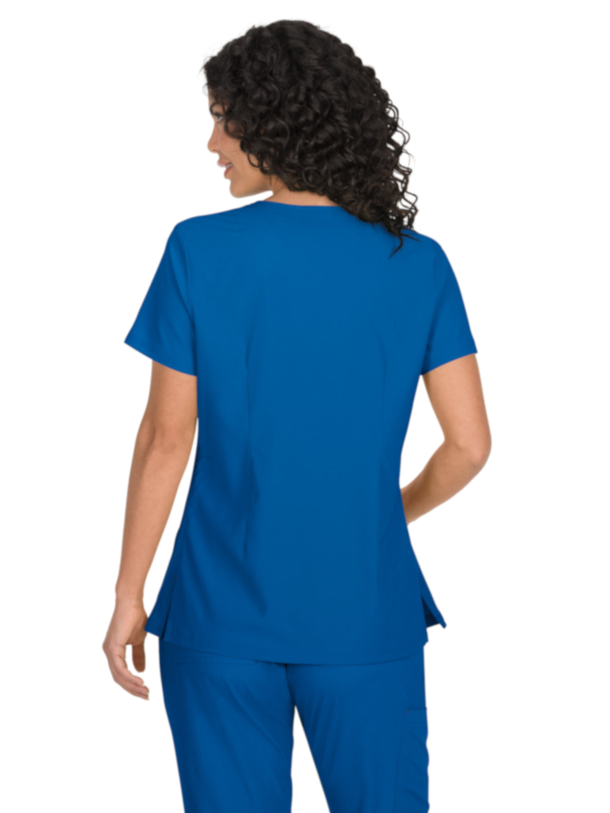 Women's Mock-Wrap Neck Katie Top - 374 - Royal Blue