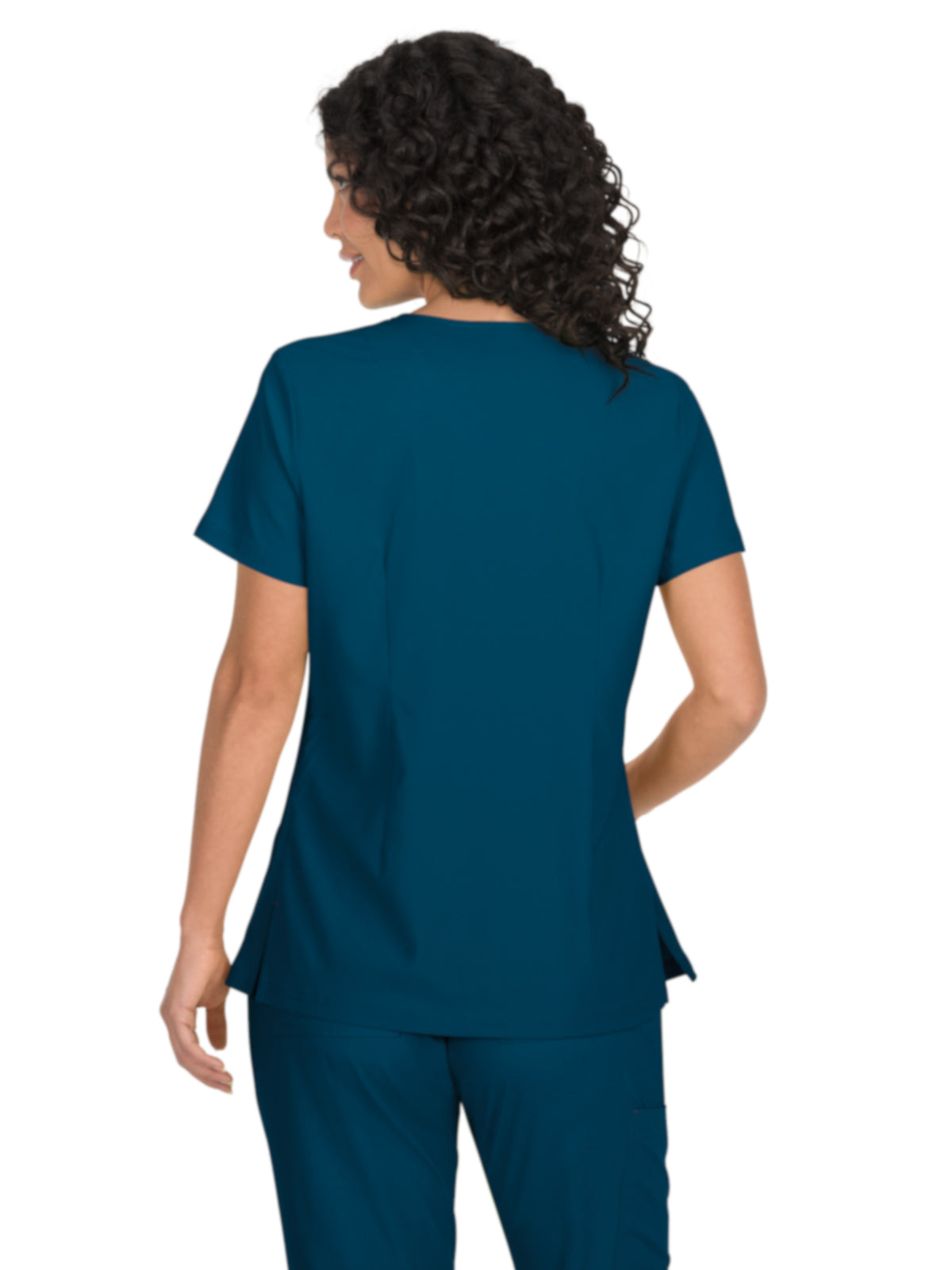 Women's Mock-Wrap Neck Katie Top - 374 - Caribbean