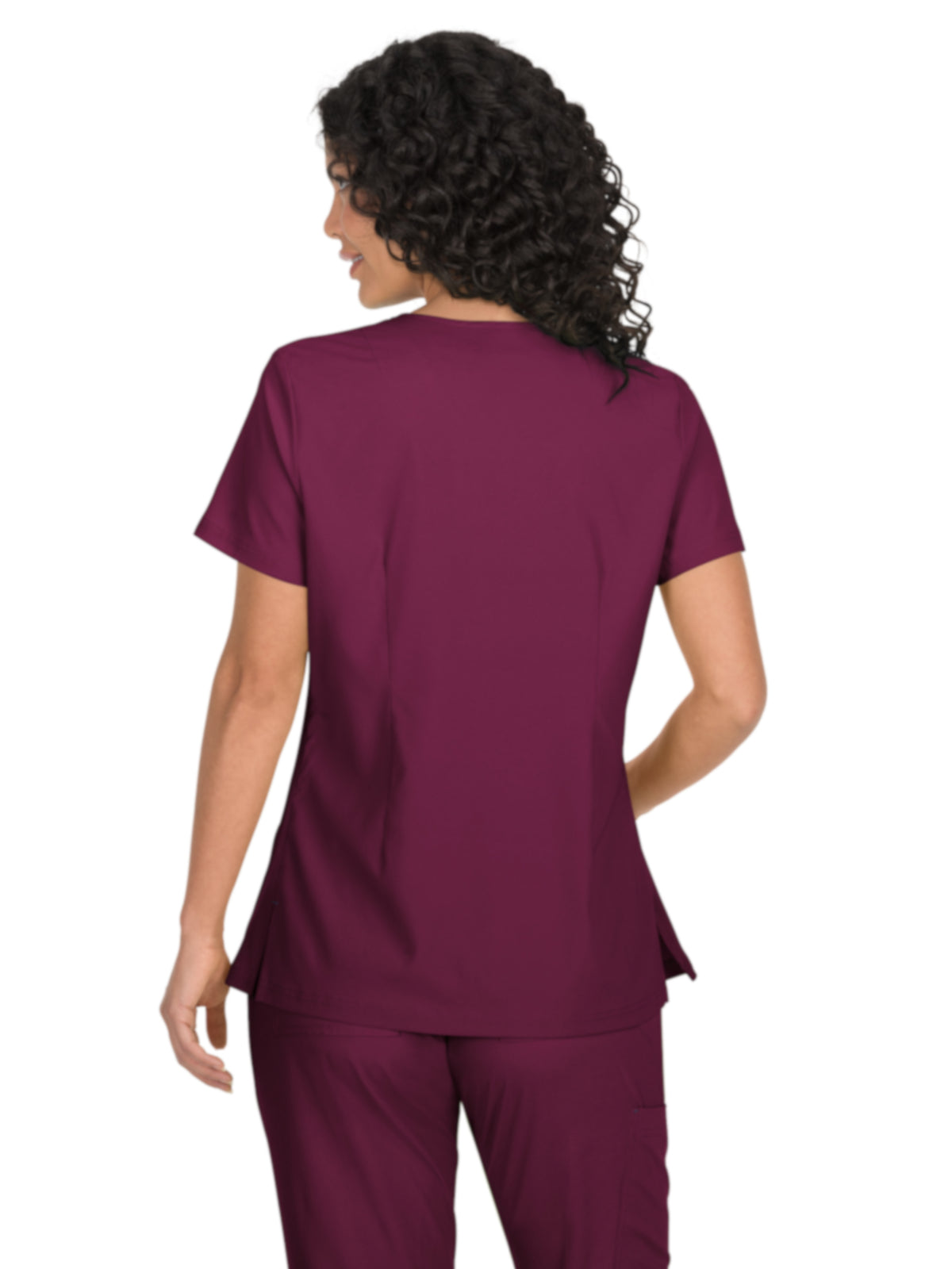 Women's Mock-Wrap Neck Katie Top - 374 - Wine