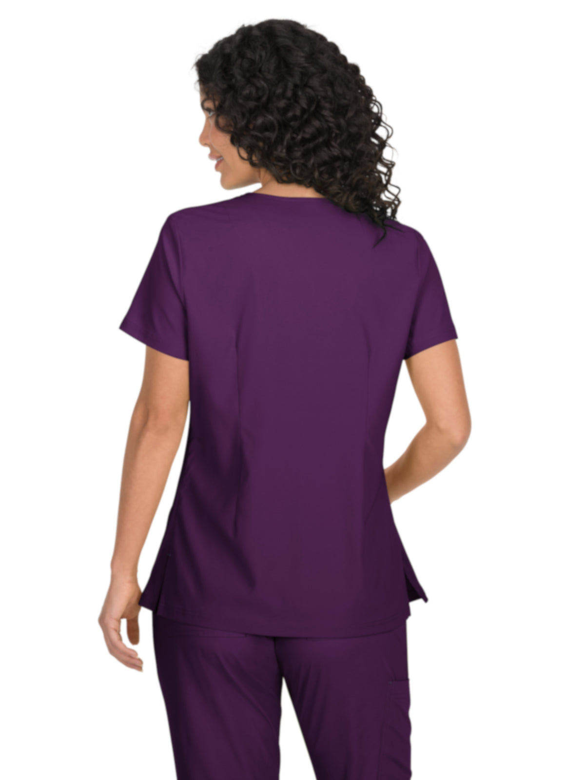 Women's Mock-Wrap Neck Katie Top - 374 - Eggplant