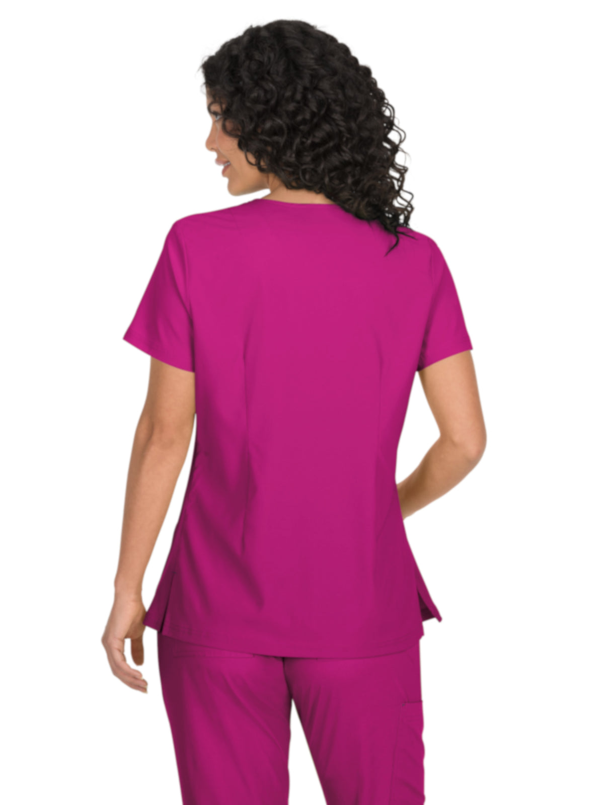 Women's Mock-Wrap Neck Katie Top - 374 - Azalea Pink