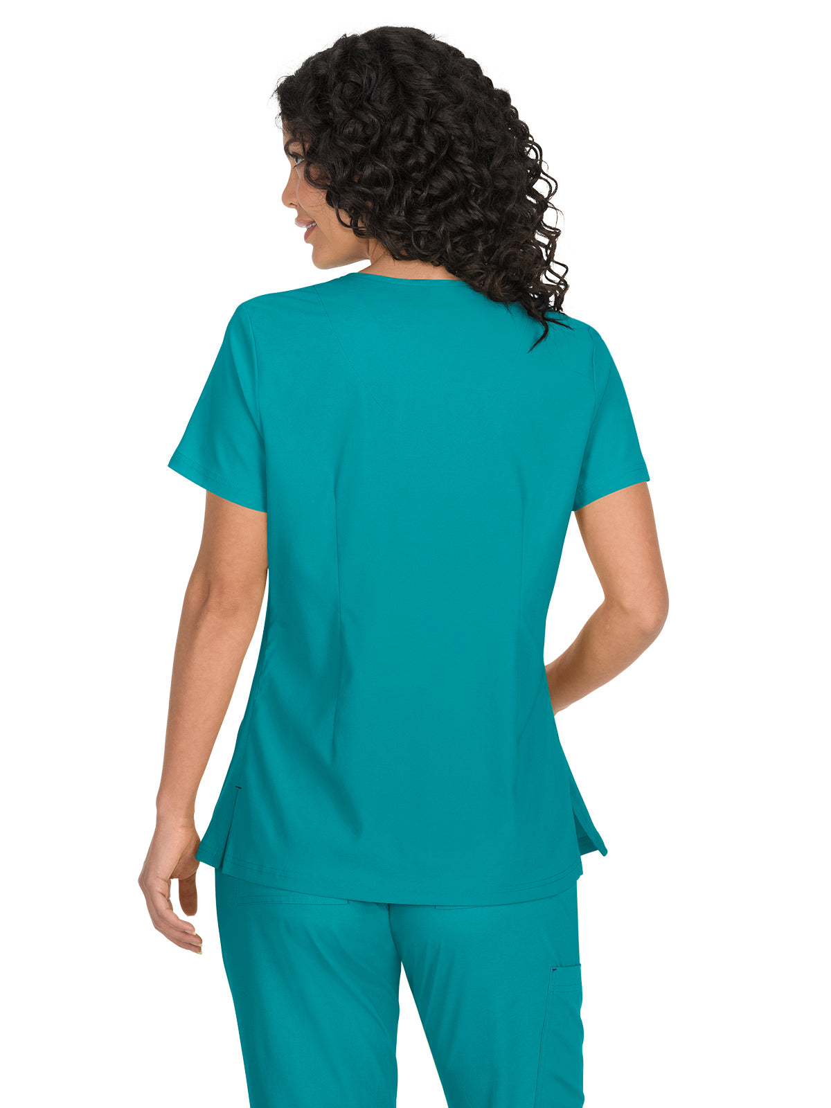 Women's Mock-Wrap Neck Katie Top - 374 - Teal