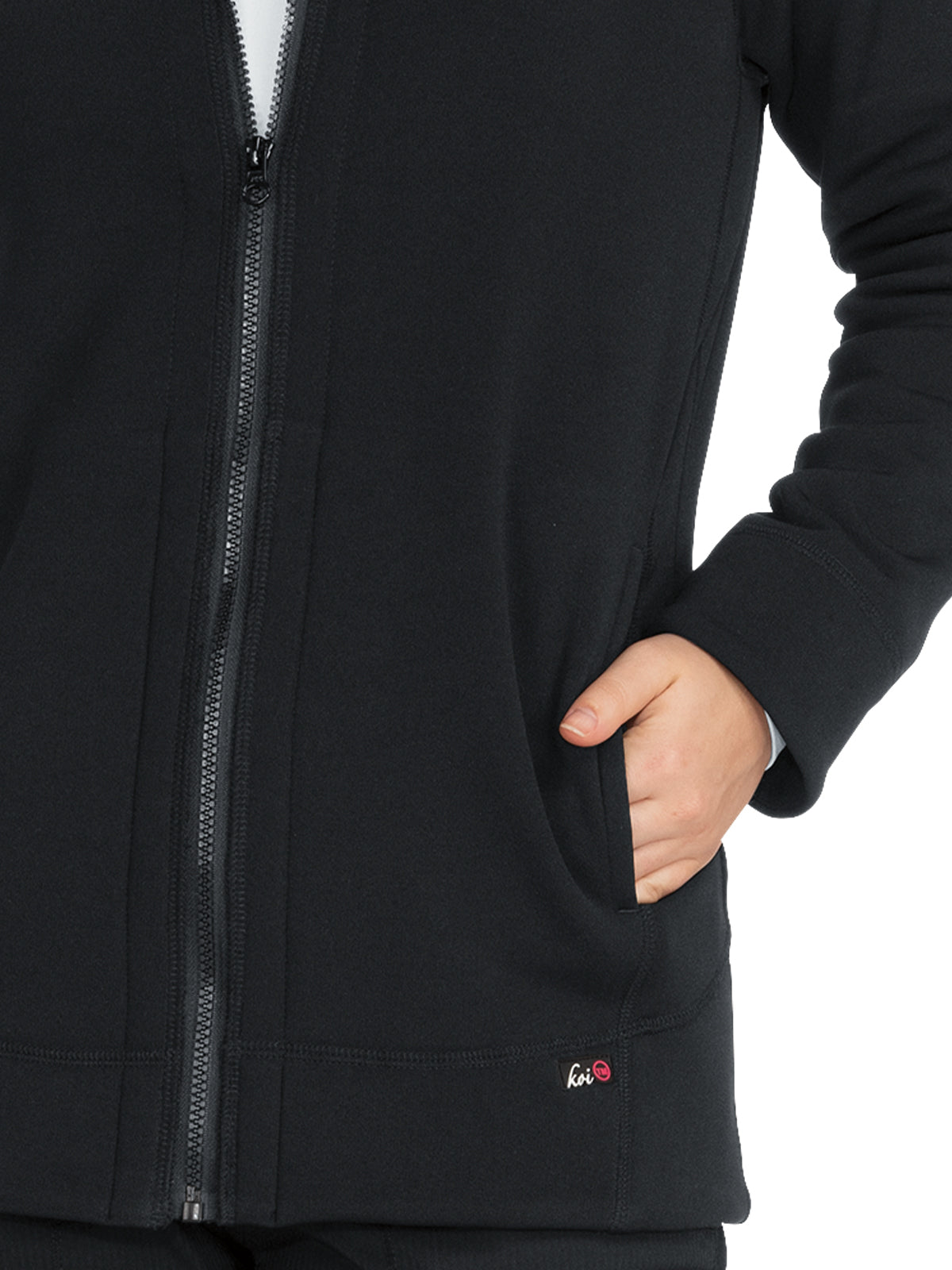 Women's 2-Pocket Super Soft Fleece Wellness Jacket - 452 - Black