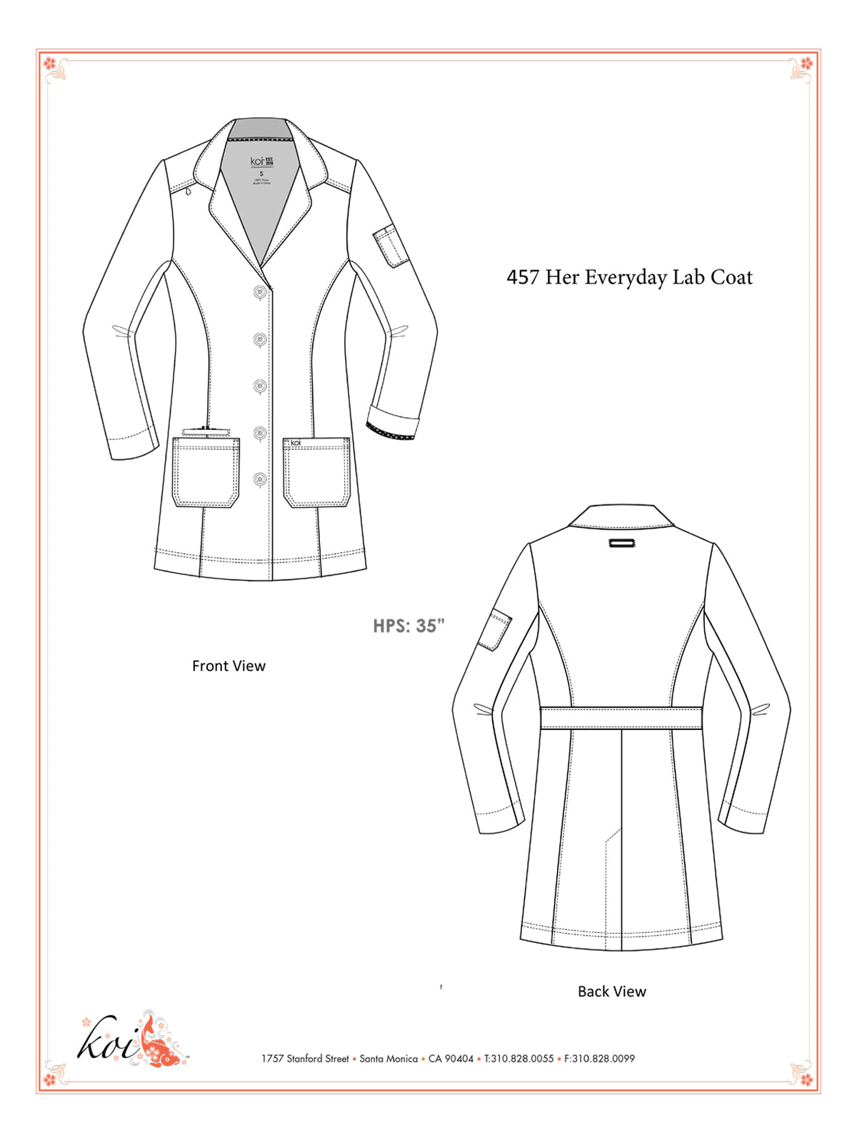 Women's Four-Pocket 35" Her Everyday Stretch Lab Coat - 457 - White