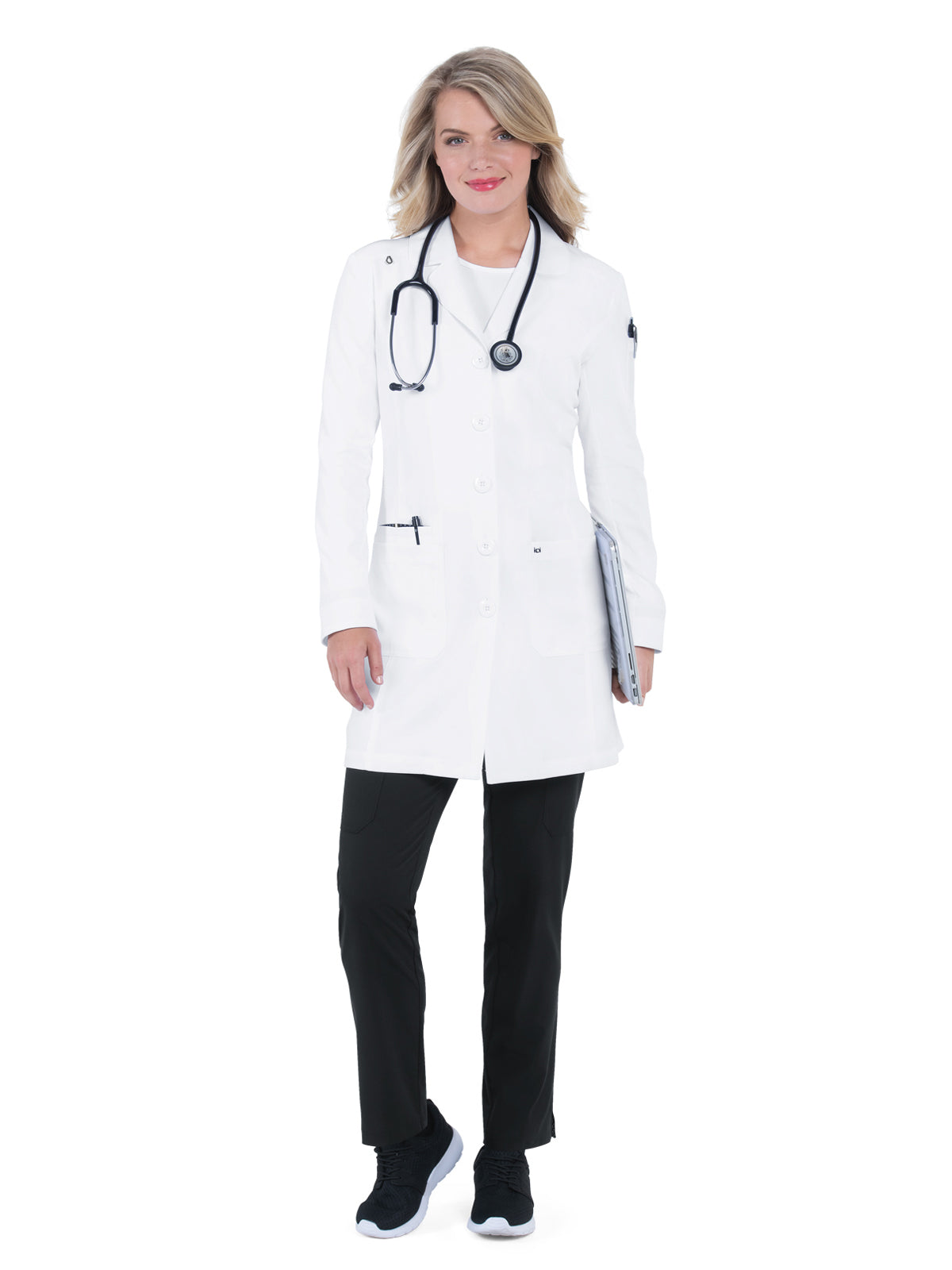 Women's Four-Pocket 35" Her Everyday Stretch Lab Coat - 457 - White