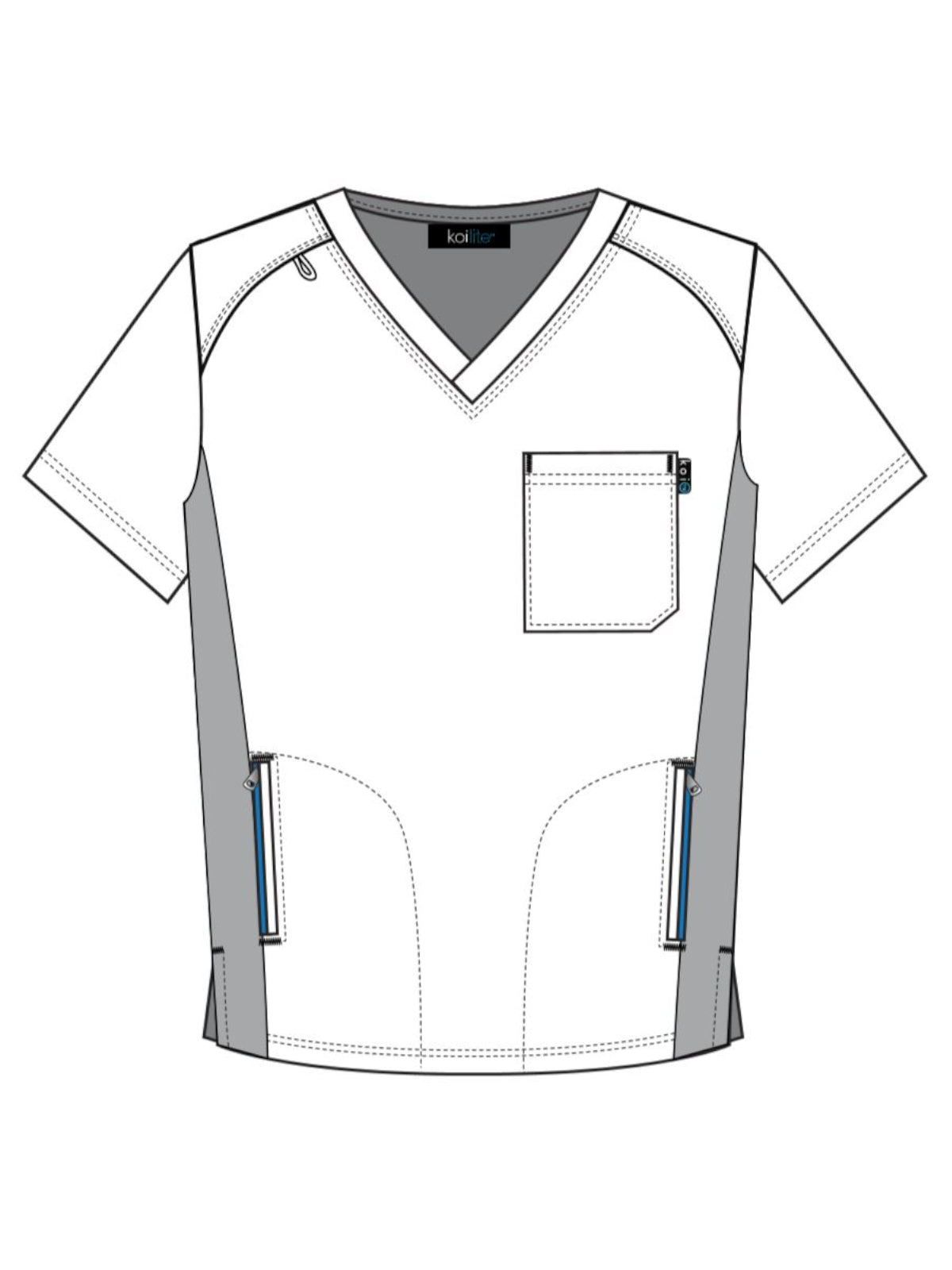 Men's 3-Pocket Athletic V-Neck Force Top - 667 - Charcoal