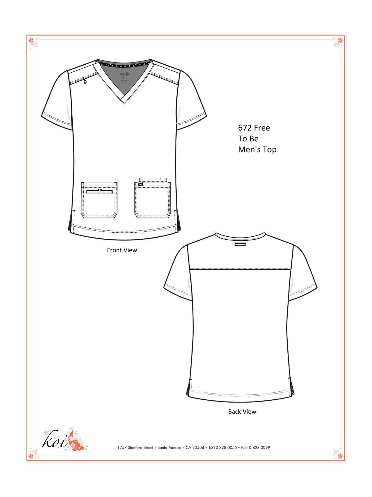 Men's 4-Pocket V-Neck Free To Be Top - 672 - Ruby