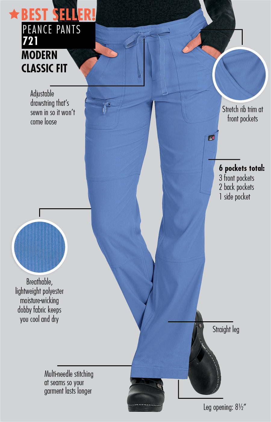 Women's 6-Pocket Stretch Peace Pant - 721 - Grape