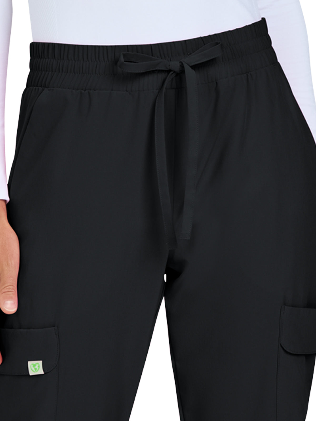 Women's 6-Pocket Jogger-Style Eco-Friendly Elastic Drawstring Terra Pant - 783 - Black
