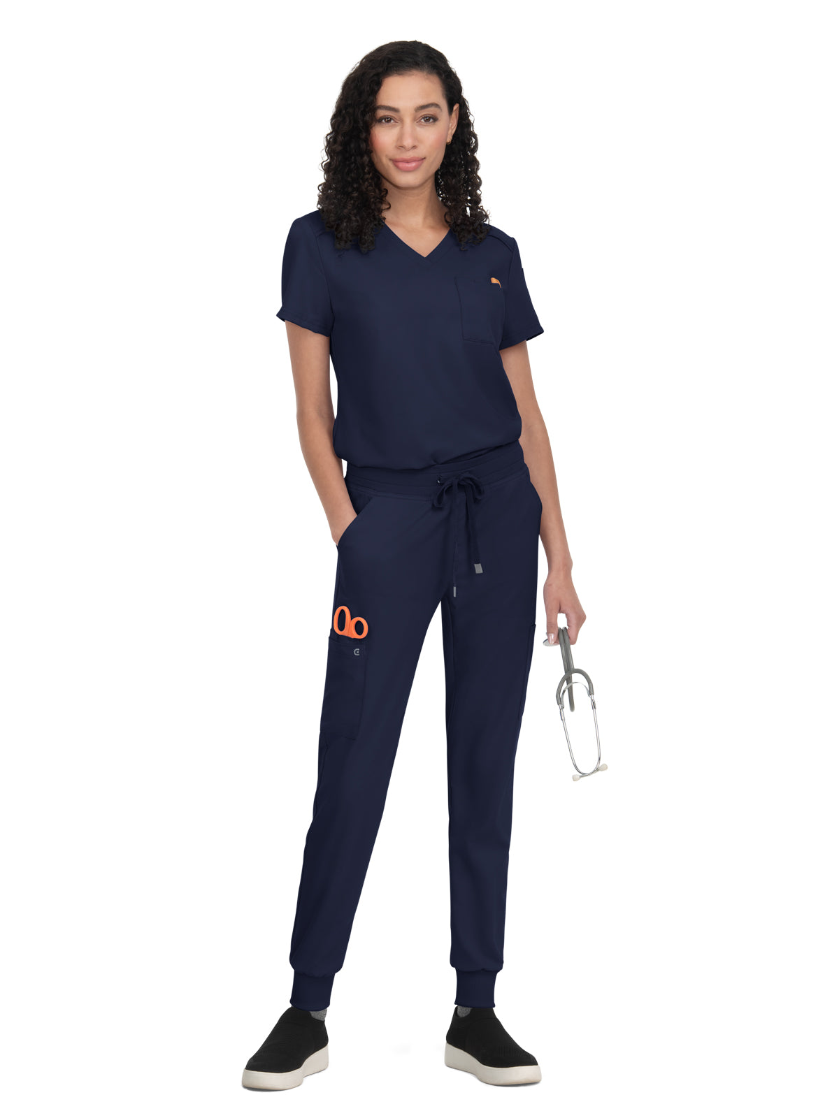 Women's 2-Pocket V-Neck Tuck-In Aura Top - C100 - Navy