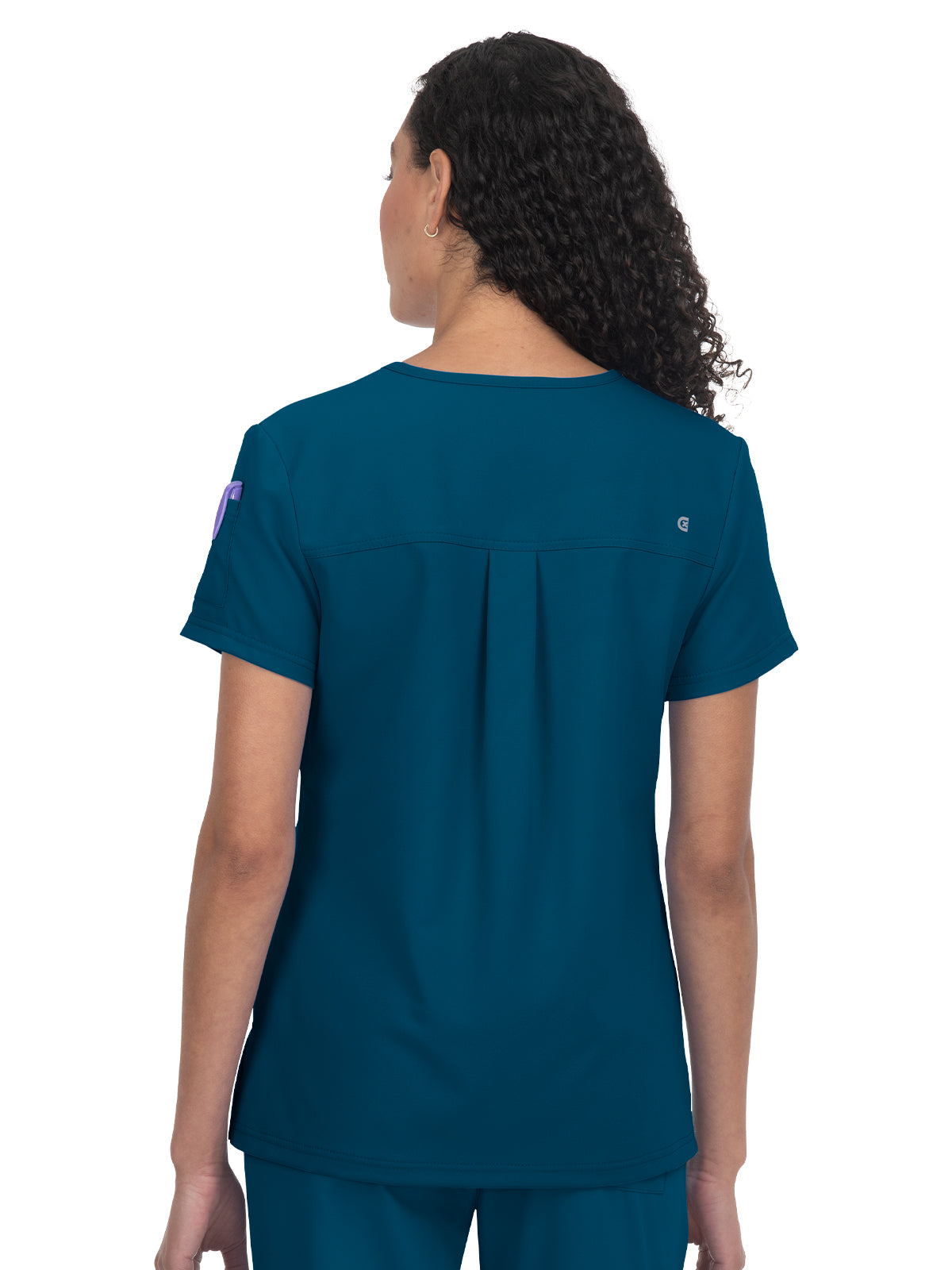 Women's 2-Pocket V-Neck Tuck-In Aura Top - C100 - Caribbean Blue