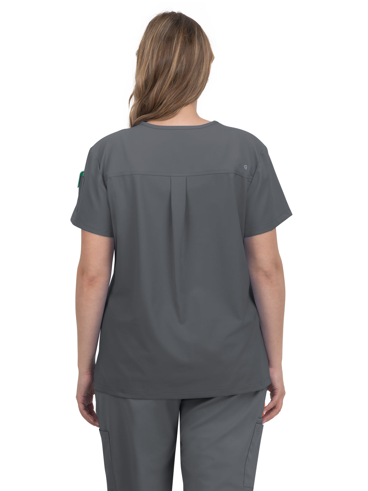 Women's 2-Pocket V-Neck Tuck-In Aura Top - C100 - Pewter