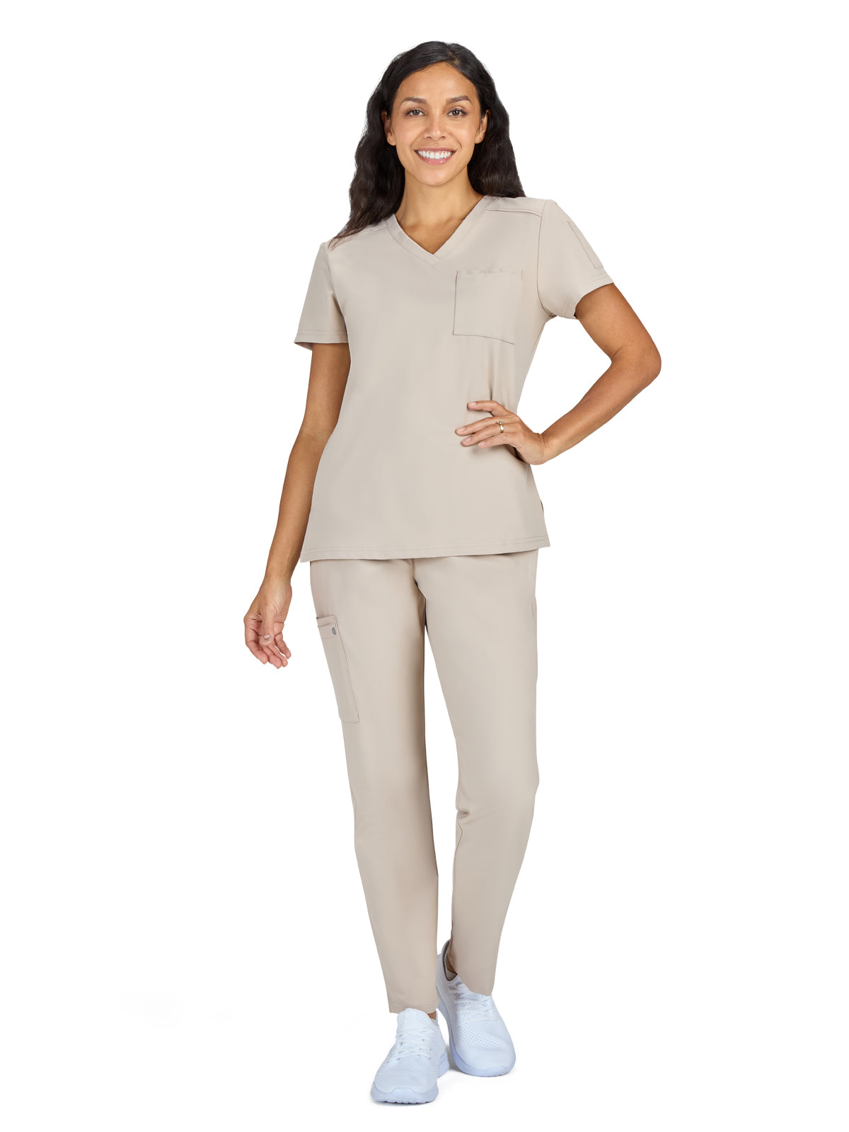 Women's 2-Pocket V-Neck Tuck-In Aura Top - C100 - Khaki