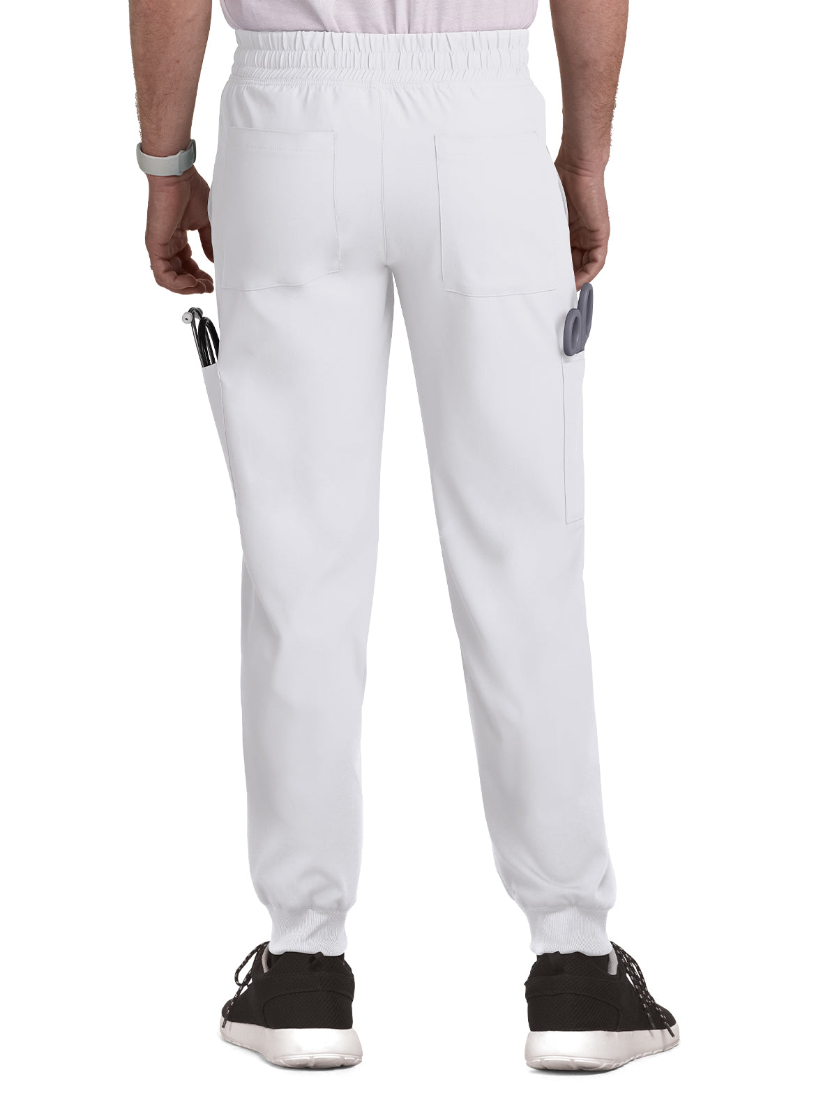 Men's Drawstring Elastic Waist Connective Jogger Pant - C600 - White