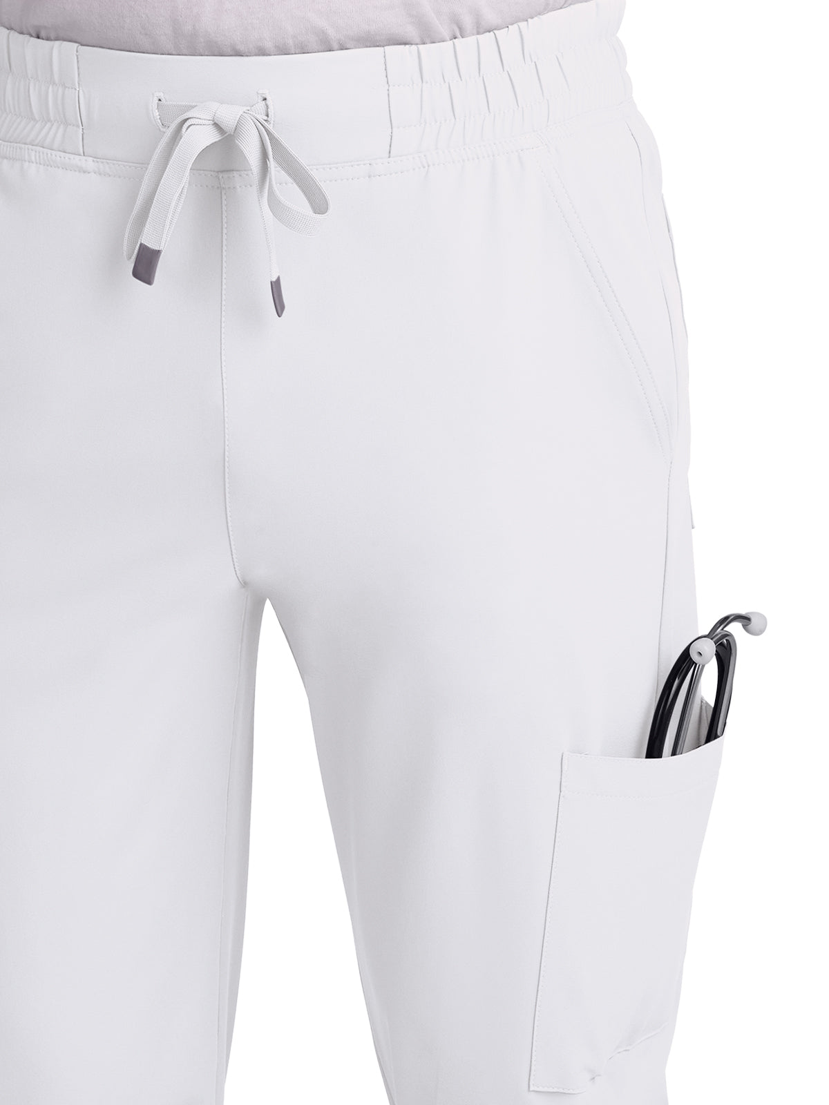 Men's Drawstring Elastic Waist Connective Jogger Pant - C600 - White