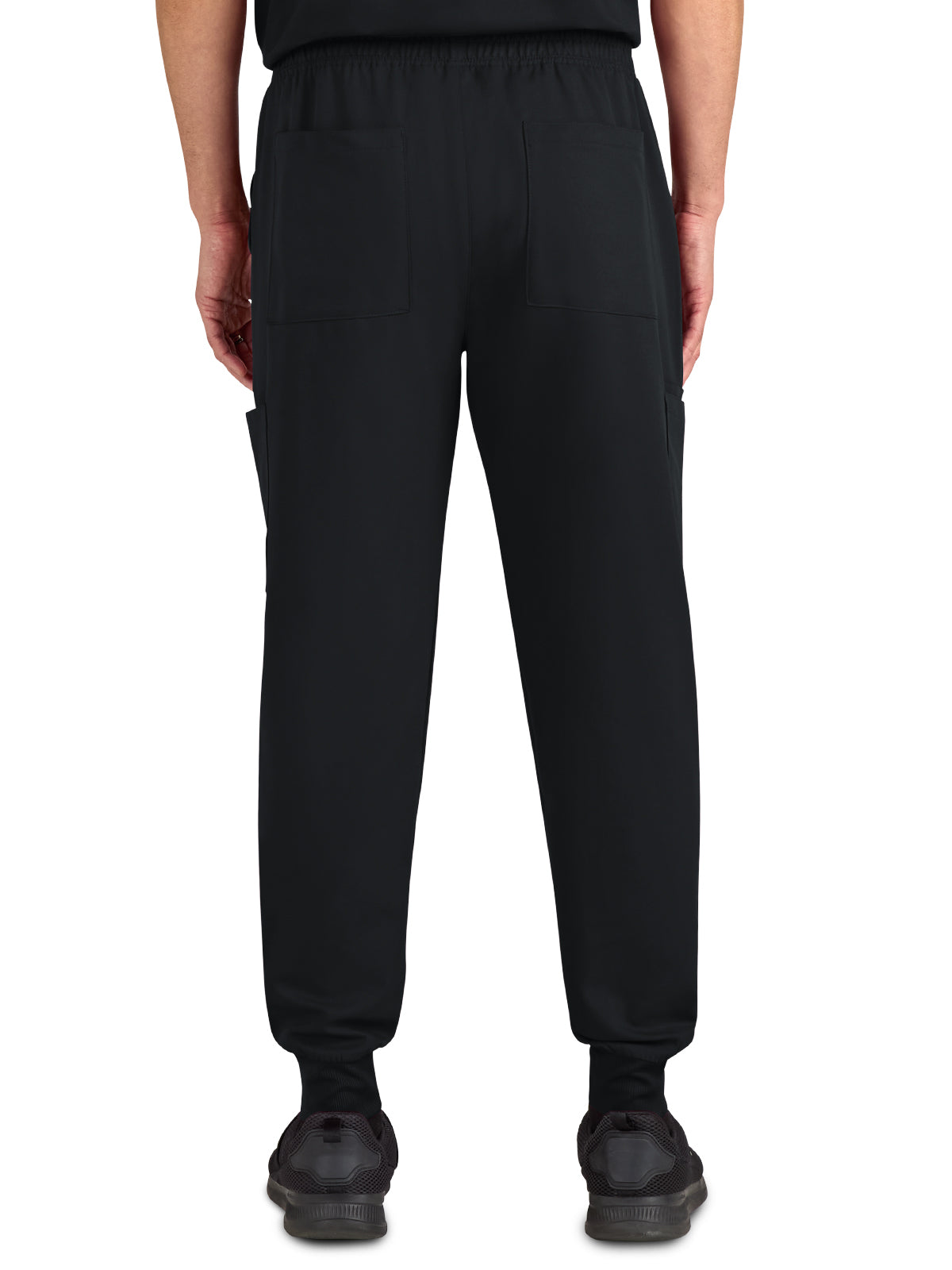 Men's Drawstring Elastic Waist Connective Jogger Pant - C600 - Black