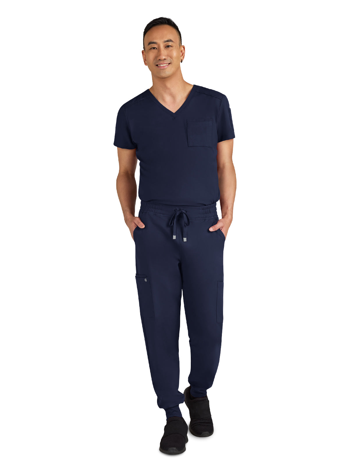 Men's Drawstring Elastic Waist Connective Jogger Pant - C600 - Navy