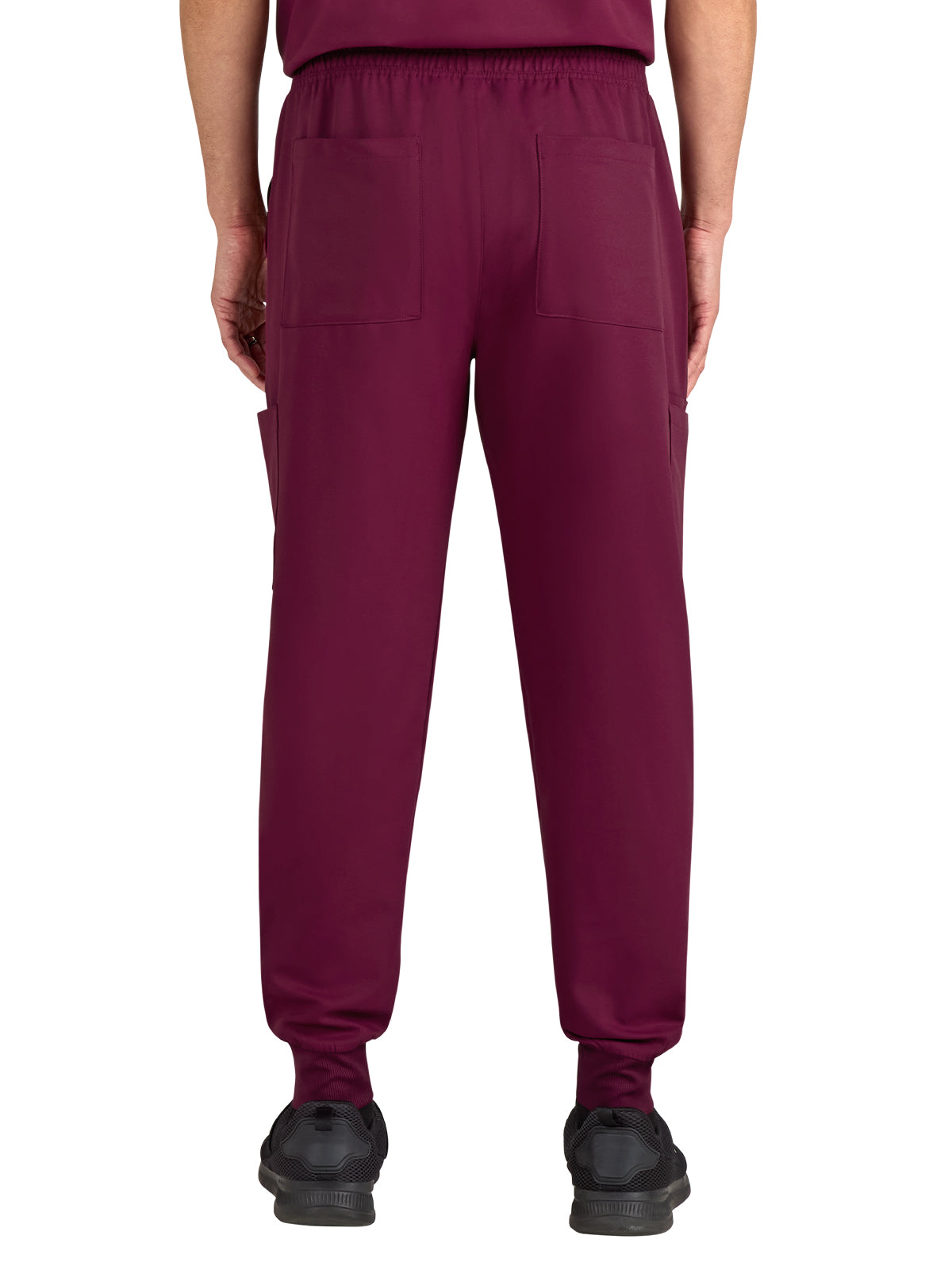 Men's Drawstring Elastic Waist Connective Jogger Pant - C600 - Wine