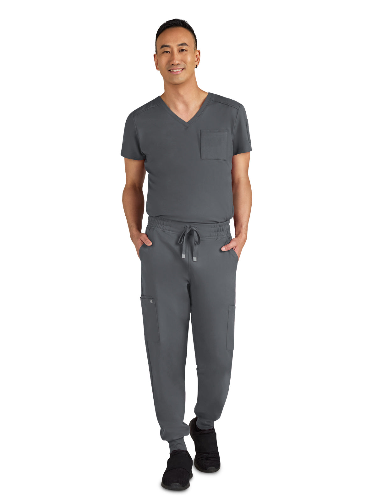 Men's Drawstring Elastic Waist Connective Jogger Pant - C600 - Pewter