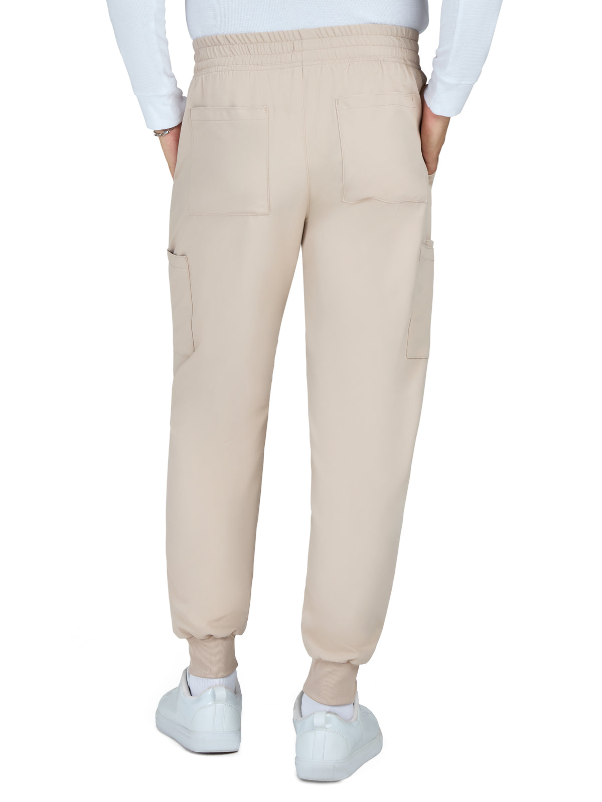 Men's Drawstring Elastic Waist Connective Jogger Pant - C600 - Khaki