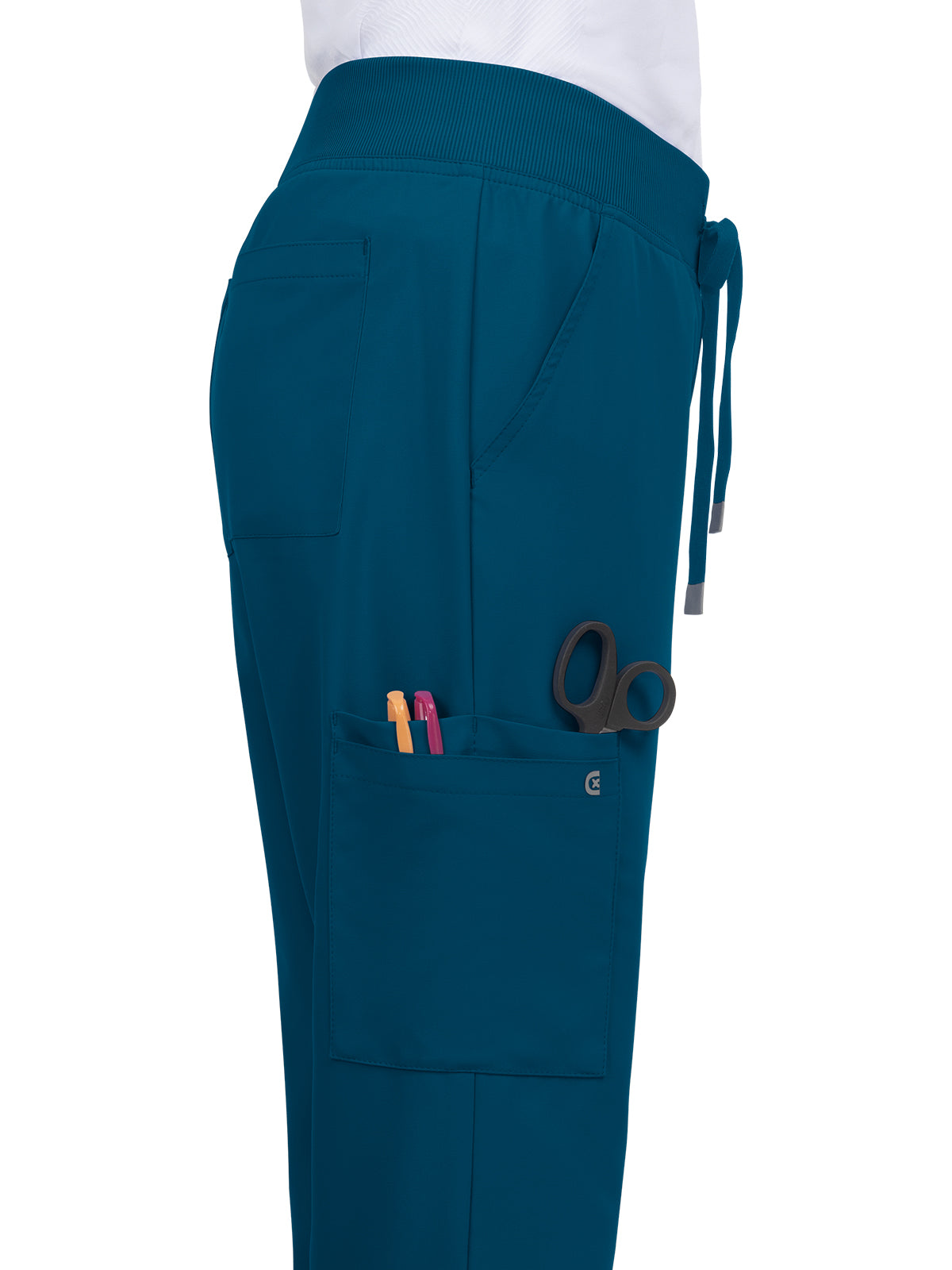 Women's 7-Pocket Drawstring Elastic Waist Atria Pant - C701 - Caribbean Blue