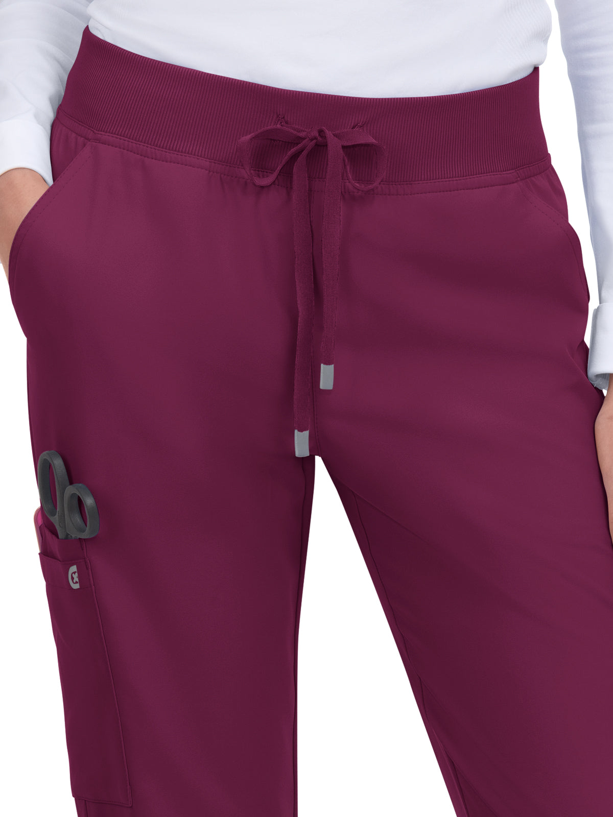 Women's 7-Pocket Drawstring Elastic Waist Atria Pant - C701 - Wine