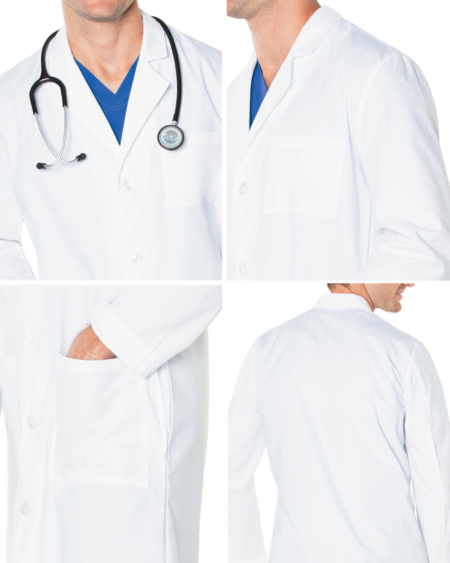 Men's Three-Pocket 41.5" Full-Length Lab Coat - 3145 - White