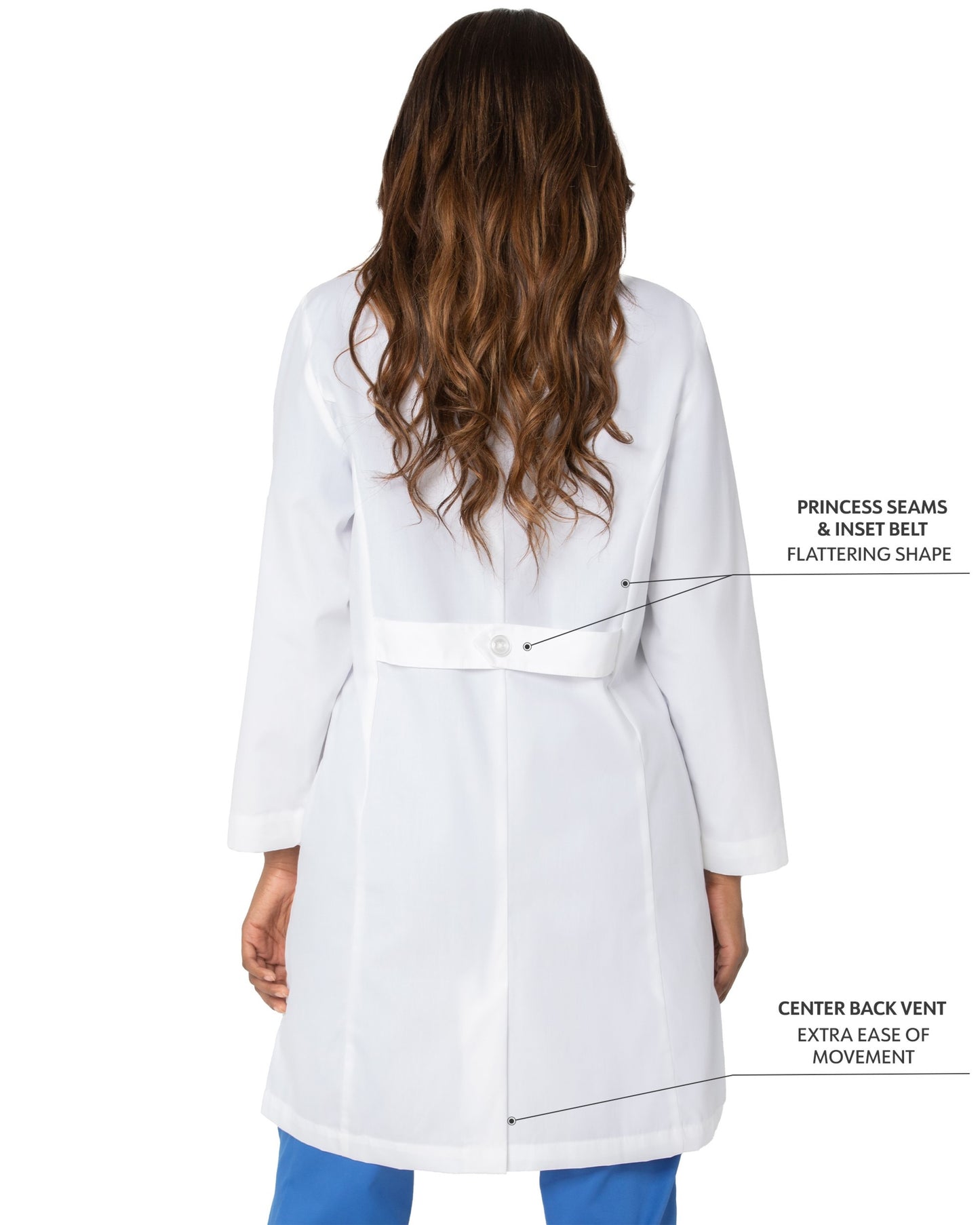 Women's Three-Pocket 38" Full-Length Lab Coat - 3155 - White