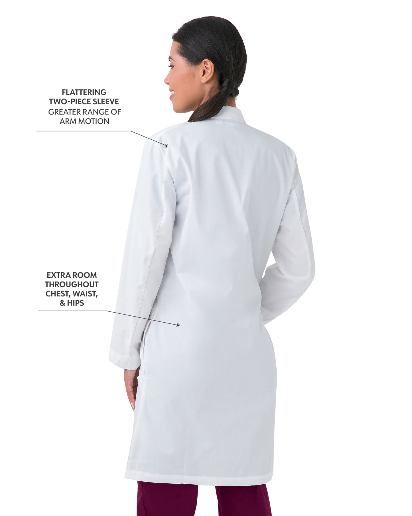Unisex Three-Pocket 39" Full-Length Lab Coat - 3187 - White