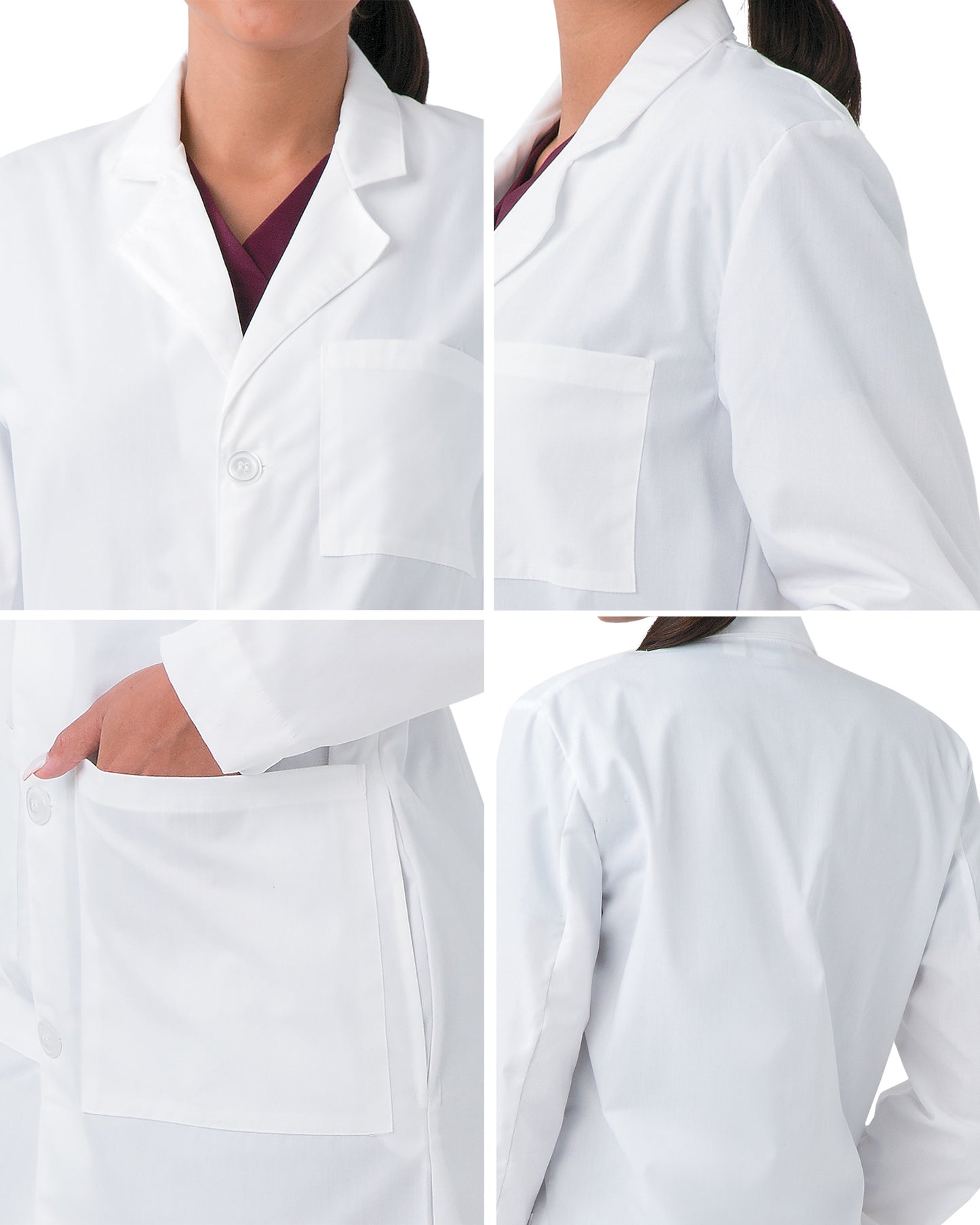 Unisex Three-Pocket 39" Full-Length Lab Coat - 3187 - White
