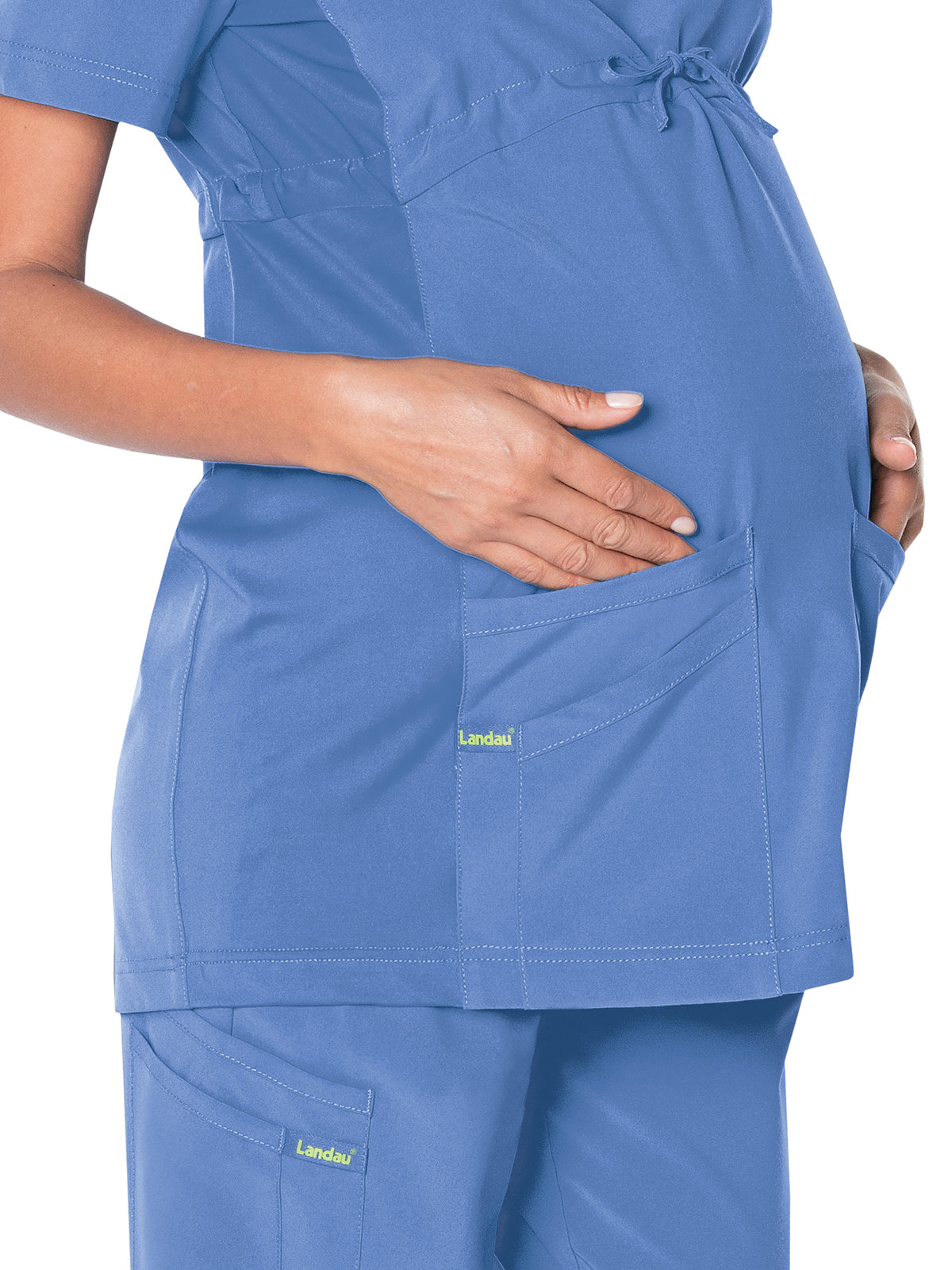 Women's 3-Pocket Adjustable Drawstring Empire Waist V-Neck Maternity Top - 4399 - Ceil