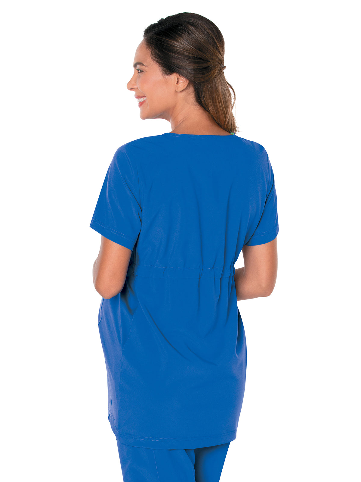 Women's 3-Pocket Adjustable Drawstring Empire Waist V-Neck Maternity Top - 4399 - Royal