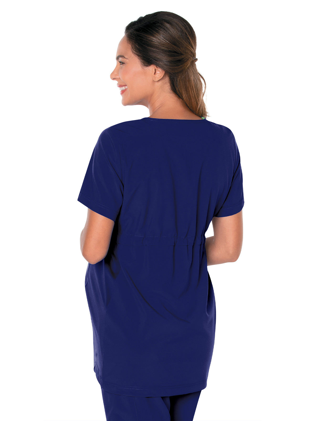 Women's 3-Pocket Adjustable Drawstring Empire Waist V-Neck Maternity Top - 4399 - True Navy