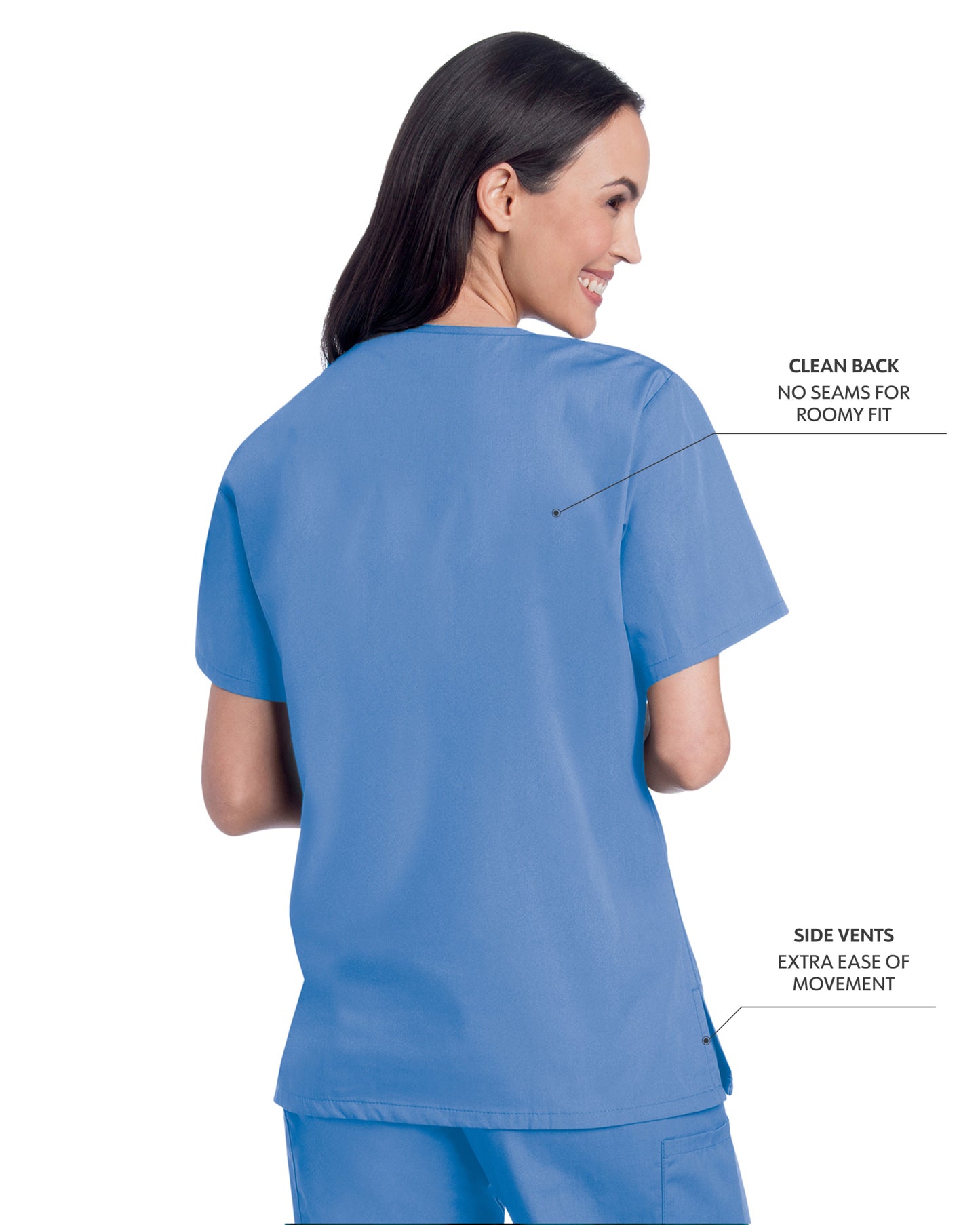 Women's 3-Pocket Clean Back V-Neck Top - 70221 - Ceil Blue