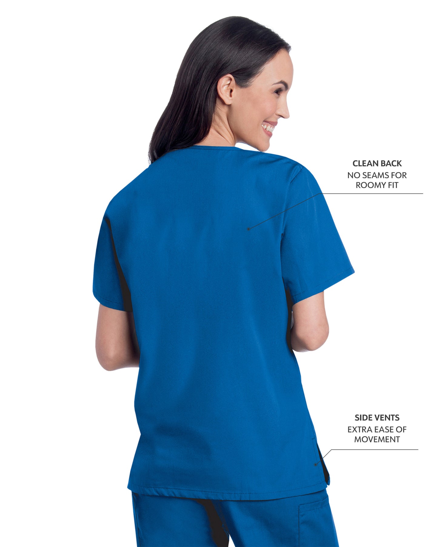 Women's 3-Pocket Clean Back V-Neck Top - 70221 - Royal Blue