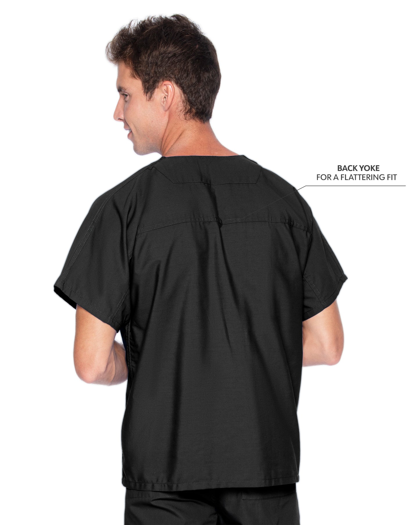 Unisex Reversible 1-Pocket V-Neck Top - 7502 - Black