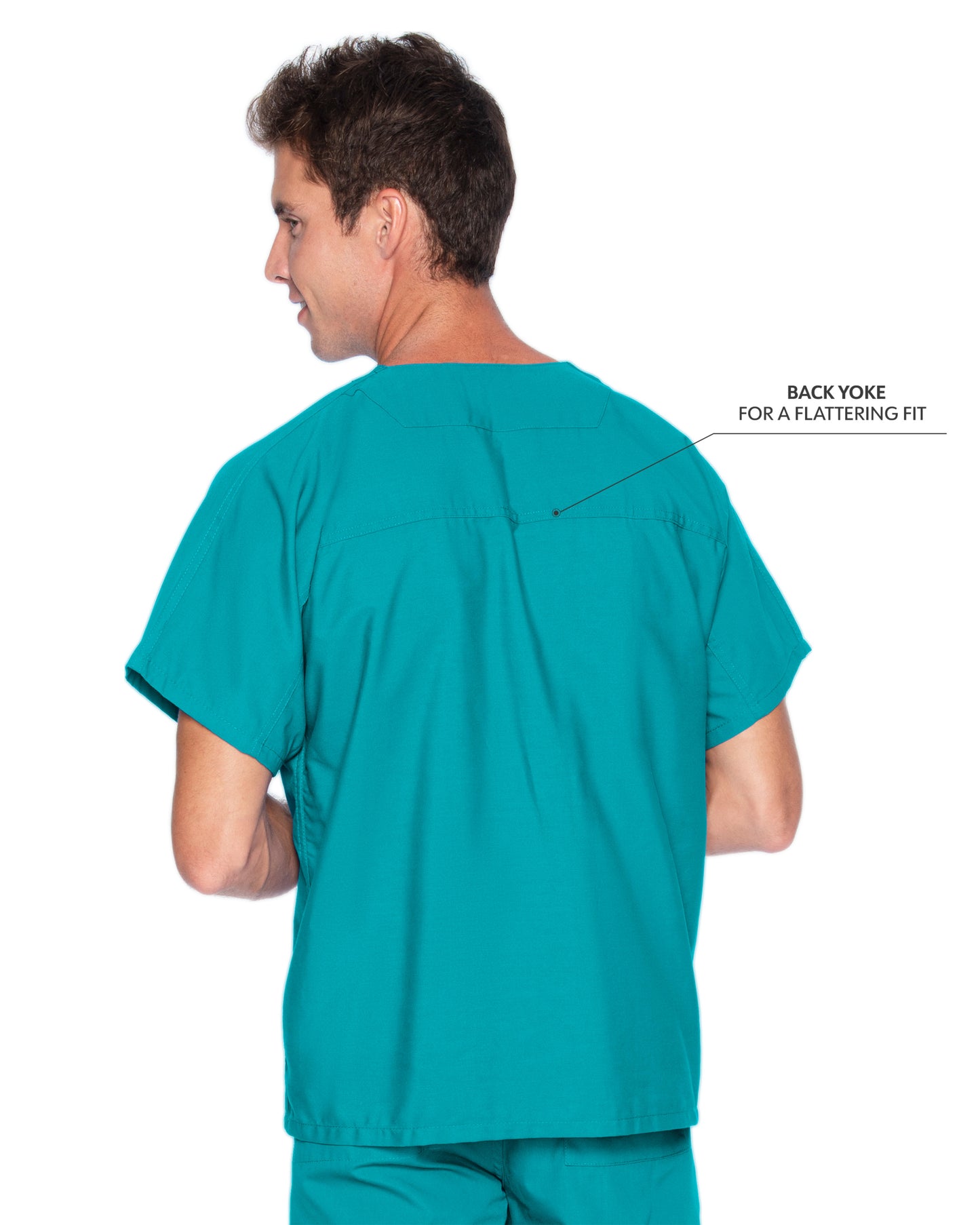Unisex Reversible 1-Pocket V-Neck Top - 7502 - Teal