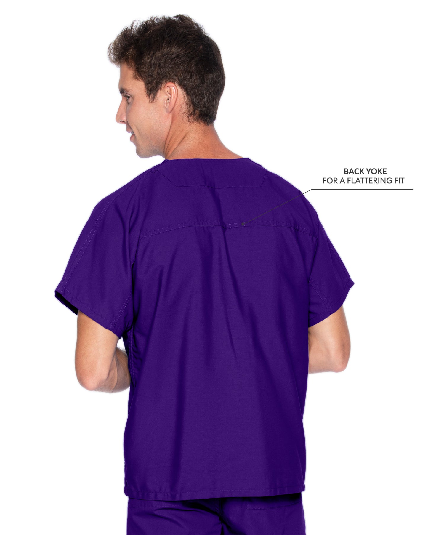 Unisex Reversible 1-Pocket V-Neck Top - 7502 - Grape