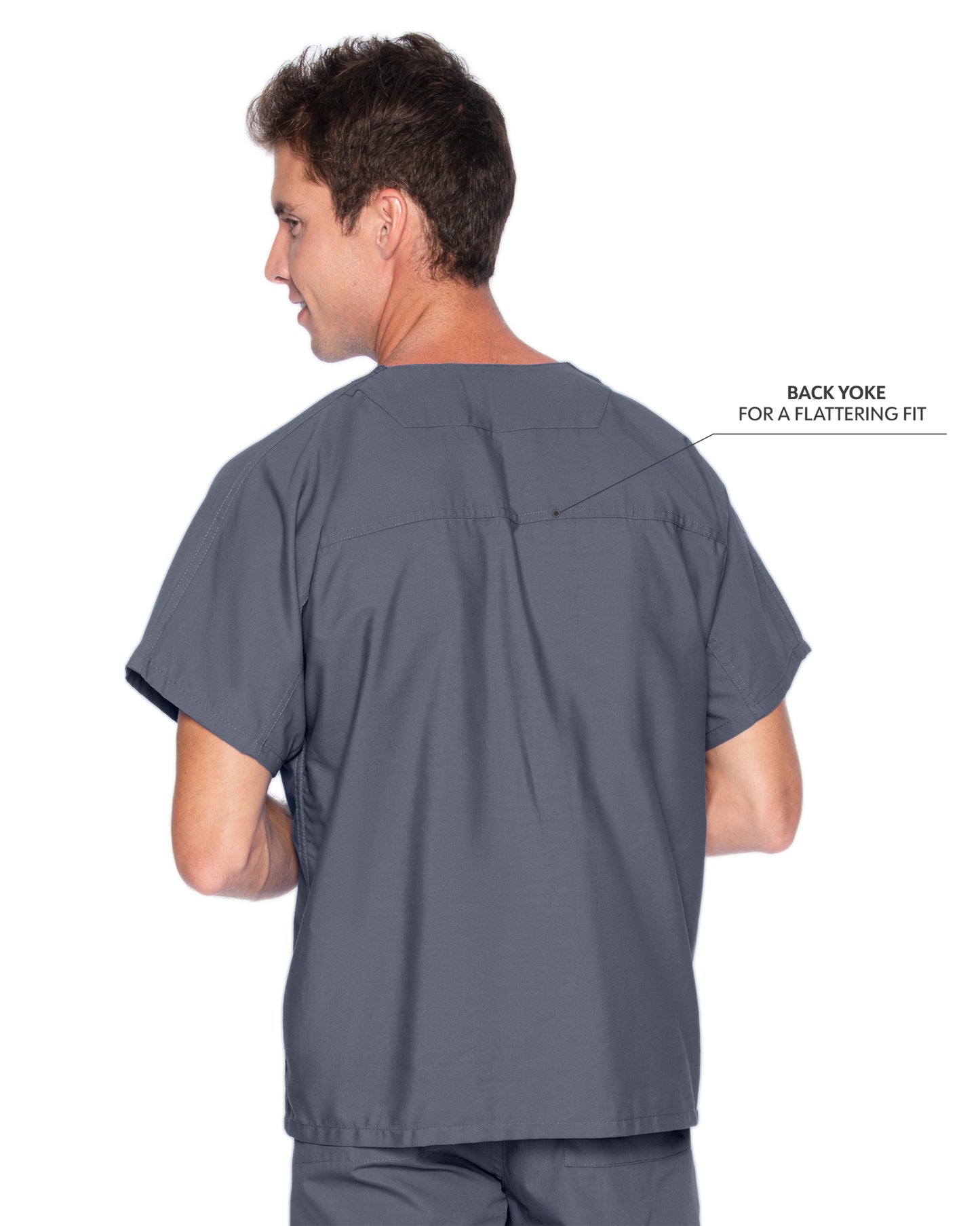 Unisex Reversible 1-Pocket V-Neck Top - 7502 - Steel Grey